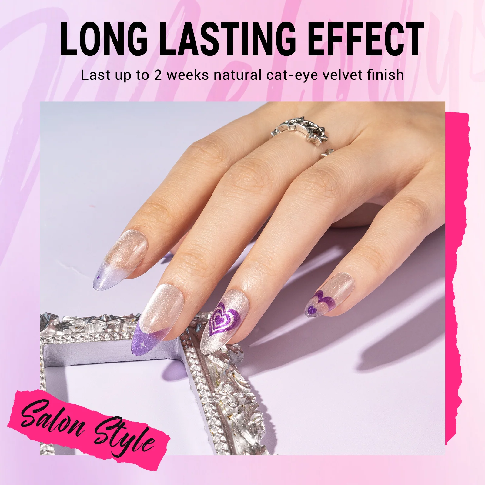 Purple Heart Press On Nails Kit: 30 Nails with Adhesive and Tools