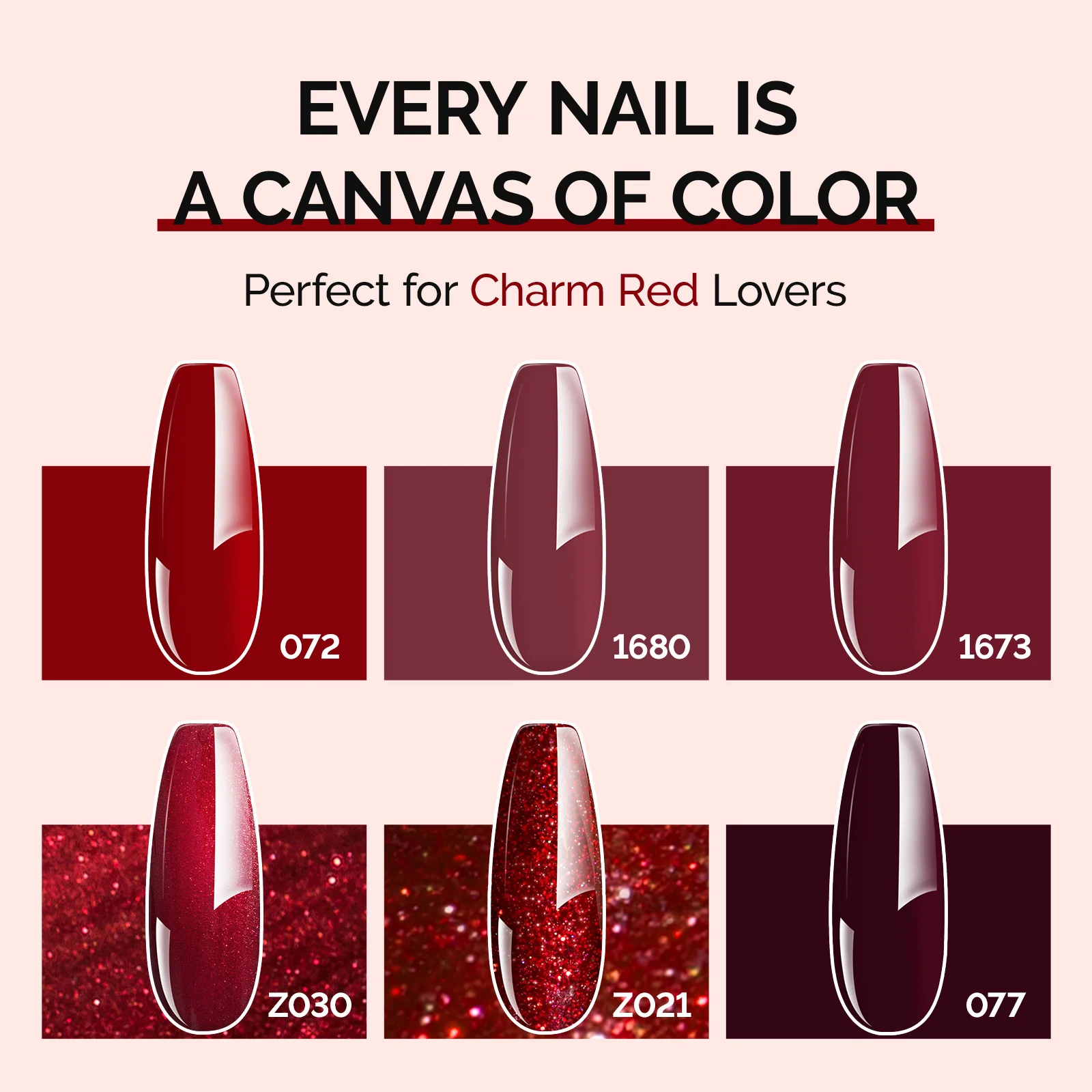 6 Colors TPO-Free Thick Gel Nail Polish Set 15ml -Charm Red