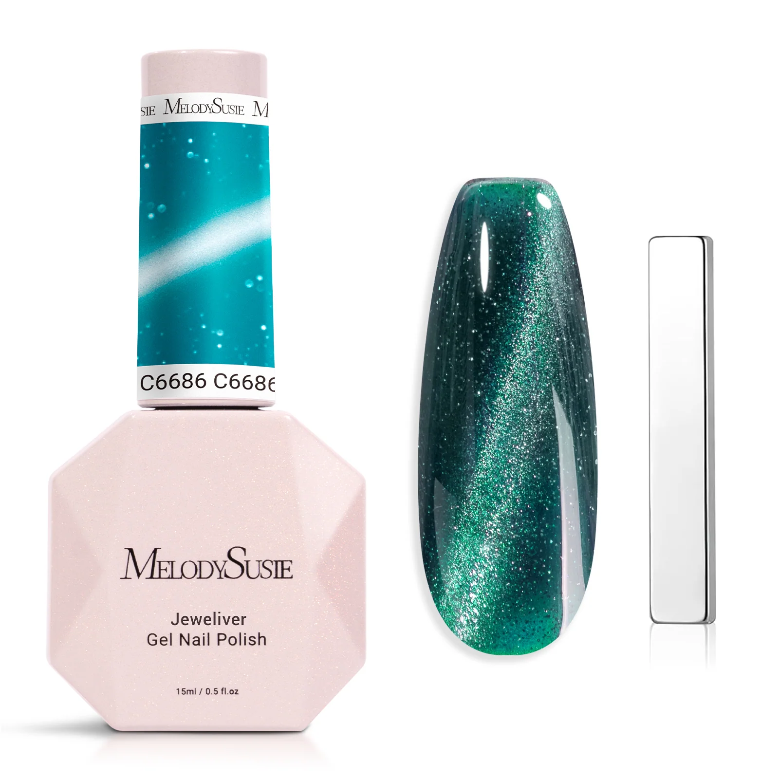 Jeweliver Paraiba Blue Cat Eye Gel Nail Polish, 0.5 fl oz/15ml C6686