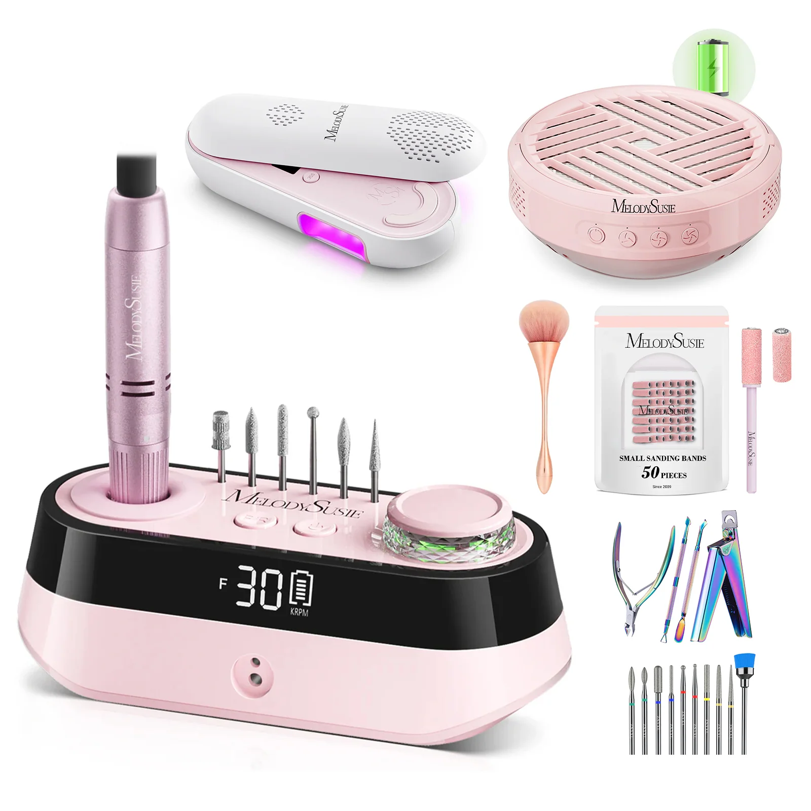 SC320A Full Set with Pink Nail Drill, Dust Collector and Lamp