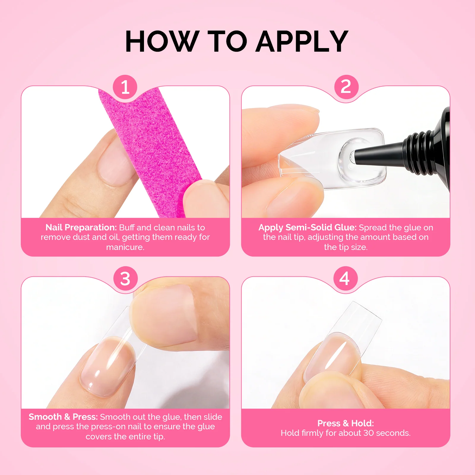 6Pcs Semi Solid Nail Glue for Press-On Nails and Nail Art