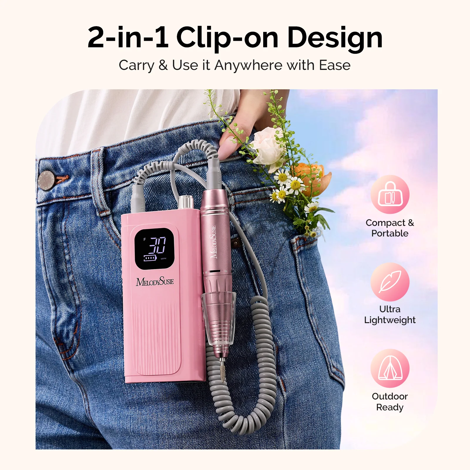 MelodySusie SC300E Nail Drill & PLUS30A Nail Lamp Nail Tools Gift Box