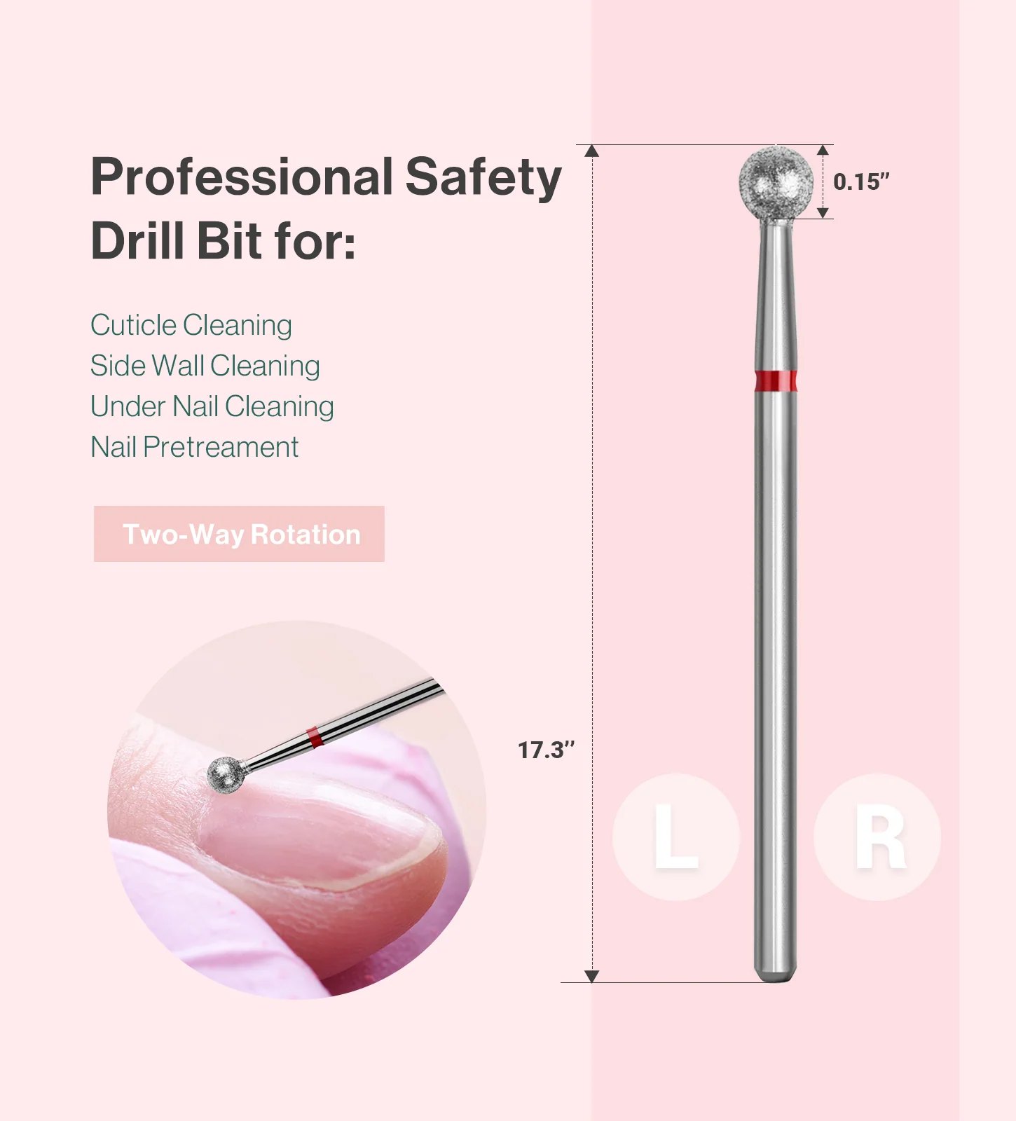 Ball Shape Carbide Diamond Under Nail Cleaner Drill Bit for Cuticles