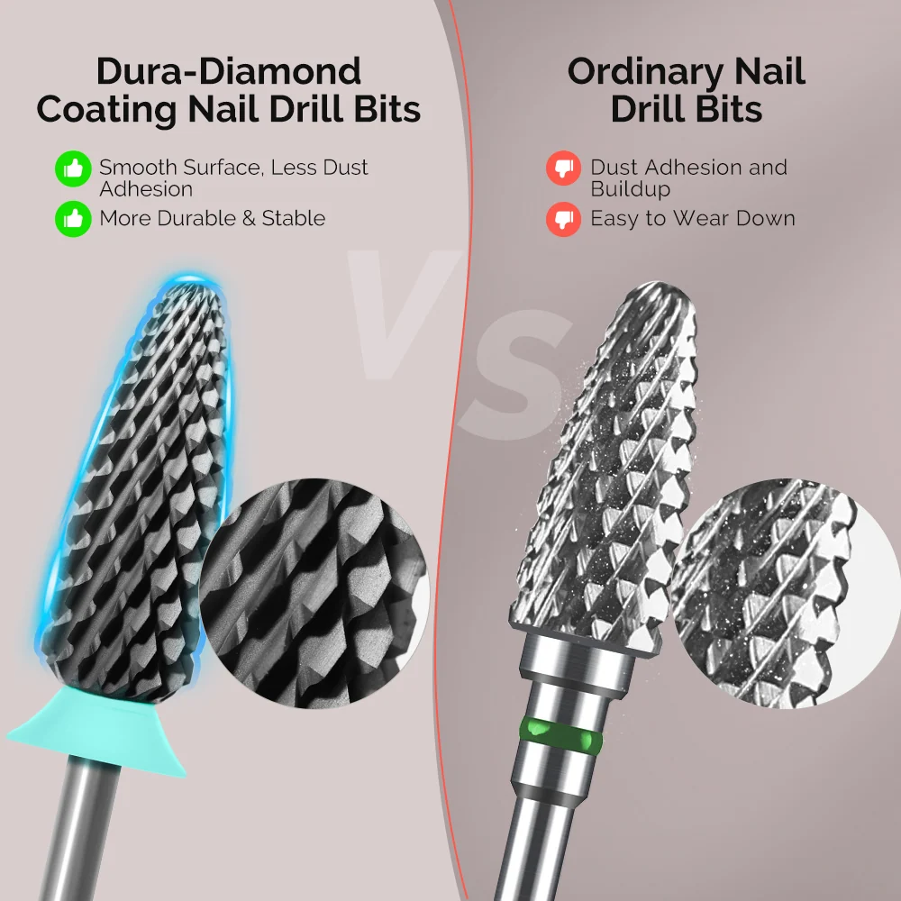 Dura-Diamond 涂层钨钢美甲打磨头，适用于沙龙修型