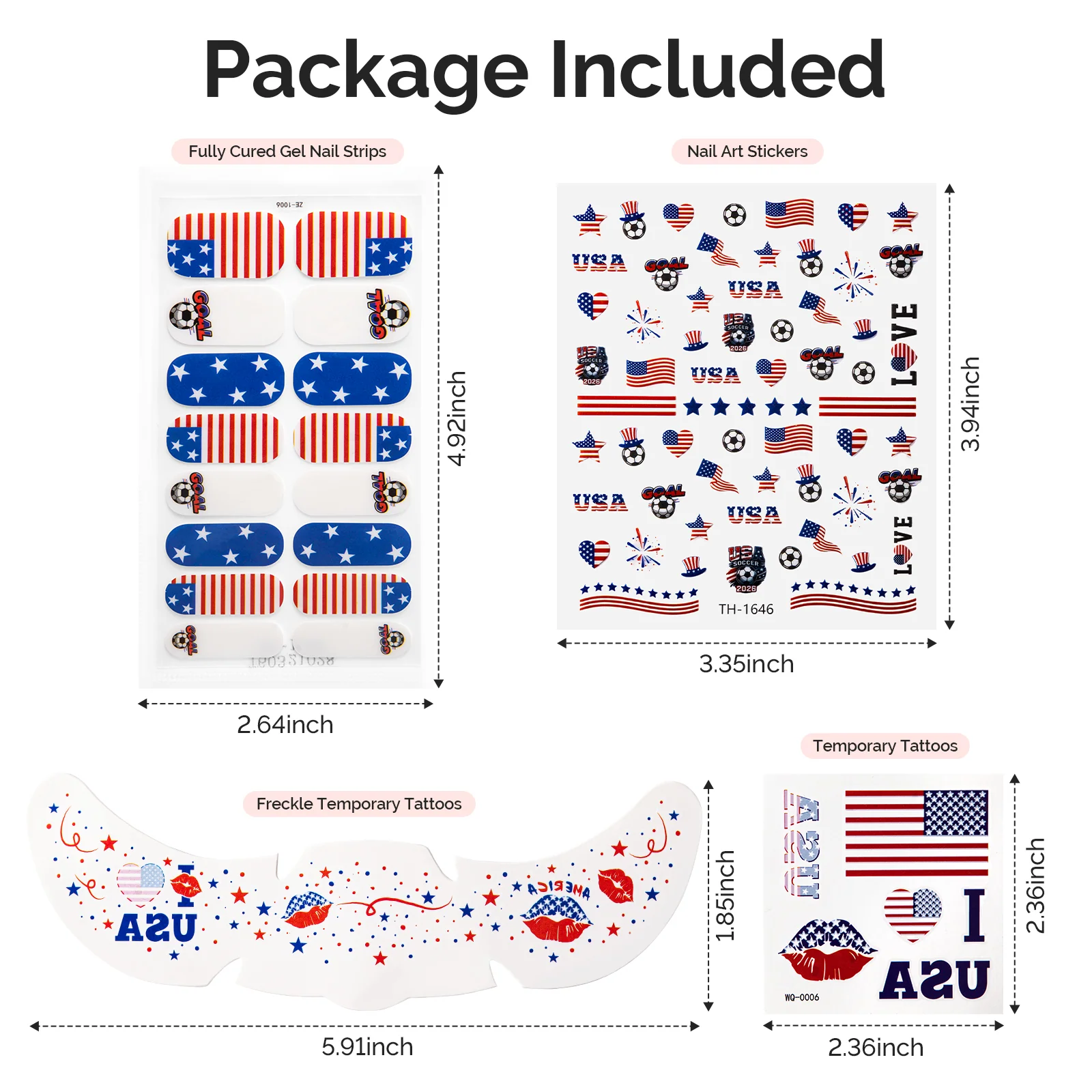 Gameday FanGlow Kit World Cup Soccer Flag Nail Strips and Face Tattoos