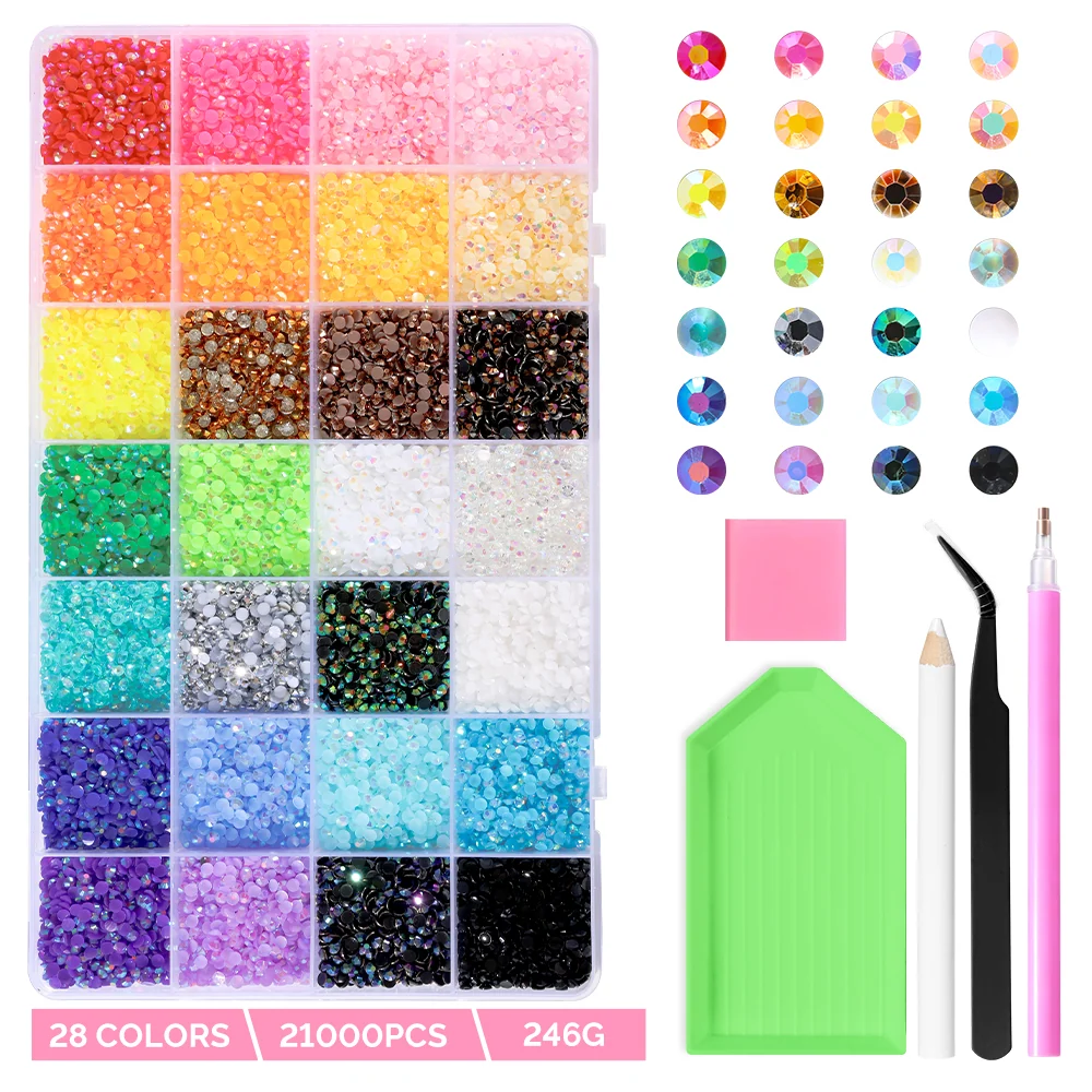 Nail Rhinestones Kit with Tweezers and Pick-Up Tools