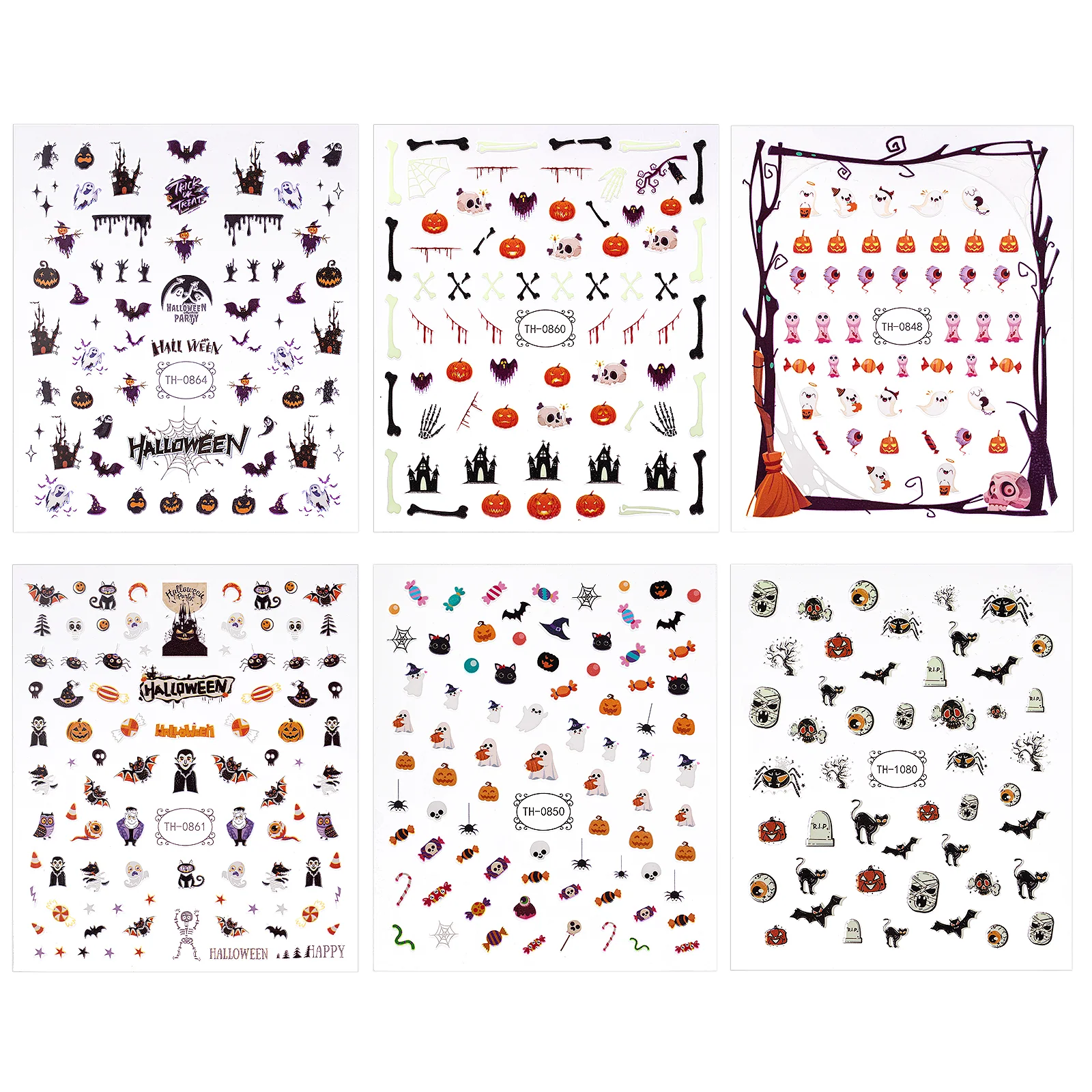 Halloween Nail Art Stickers with 6 Pattern Sheets