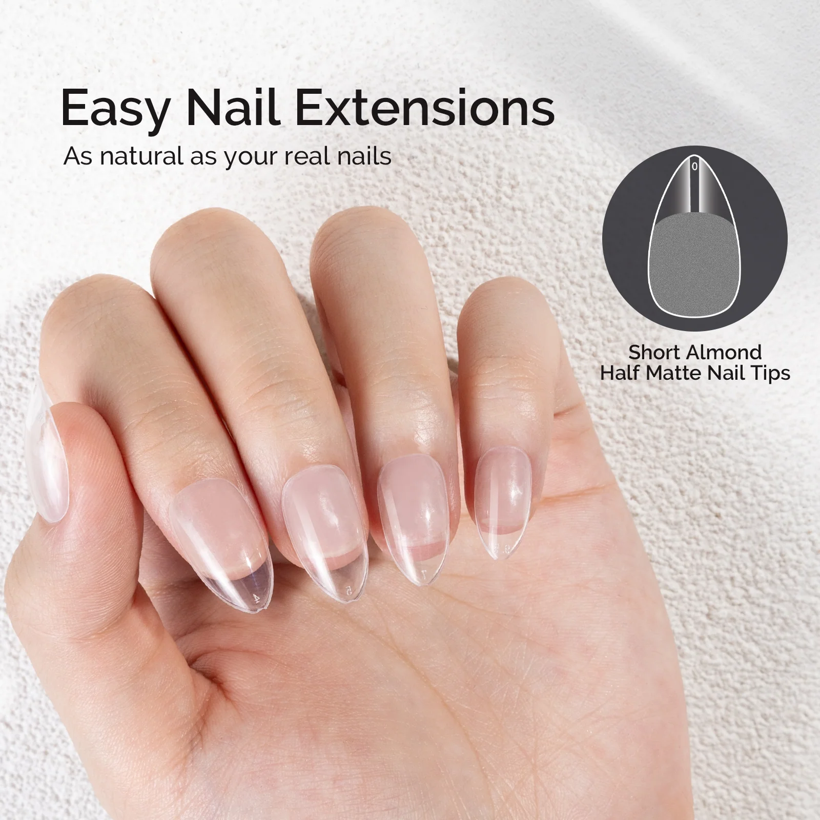 Half Matte Pre-Shaped Acrylic Nail Extension Tips in 12 Sizes