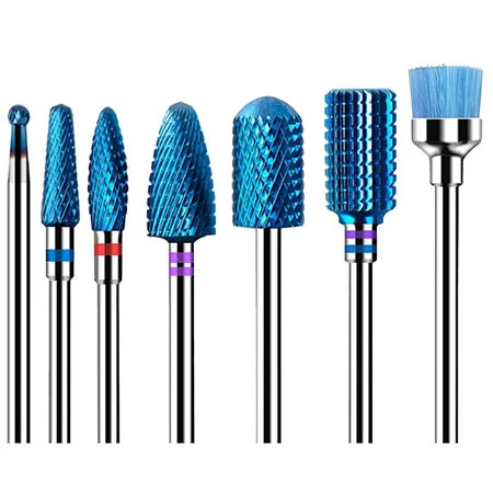 Blue Carbide Nail Drill Bits Set 7pcs 3/32 Inch Shank
