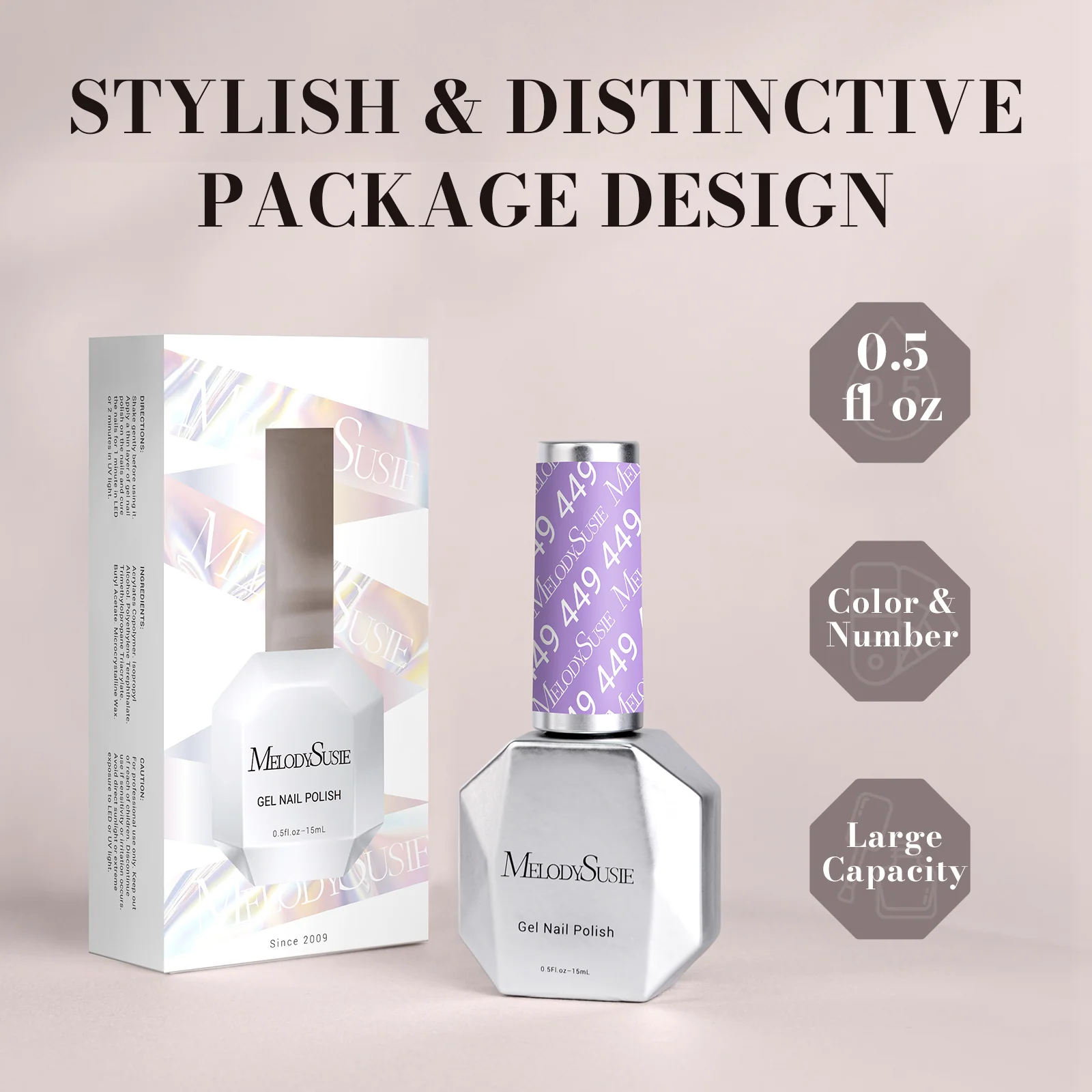 449 Light Purple - 无 TPO 快速 UV 固化凝胶指甲油 0.5 fl oz/15ml