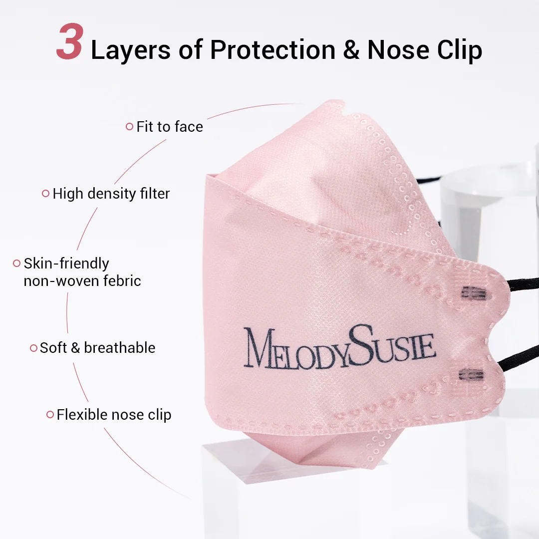 MelodySusie Pink Disposable Face Mask with 3-Layer Protection