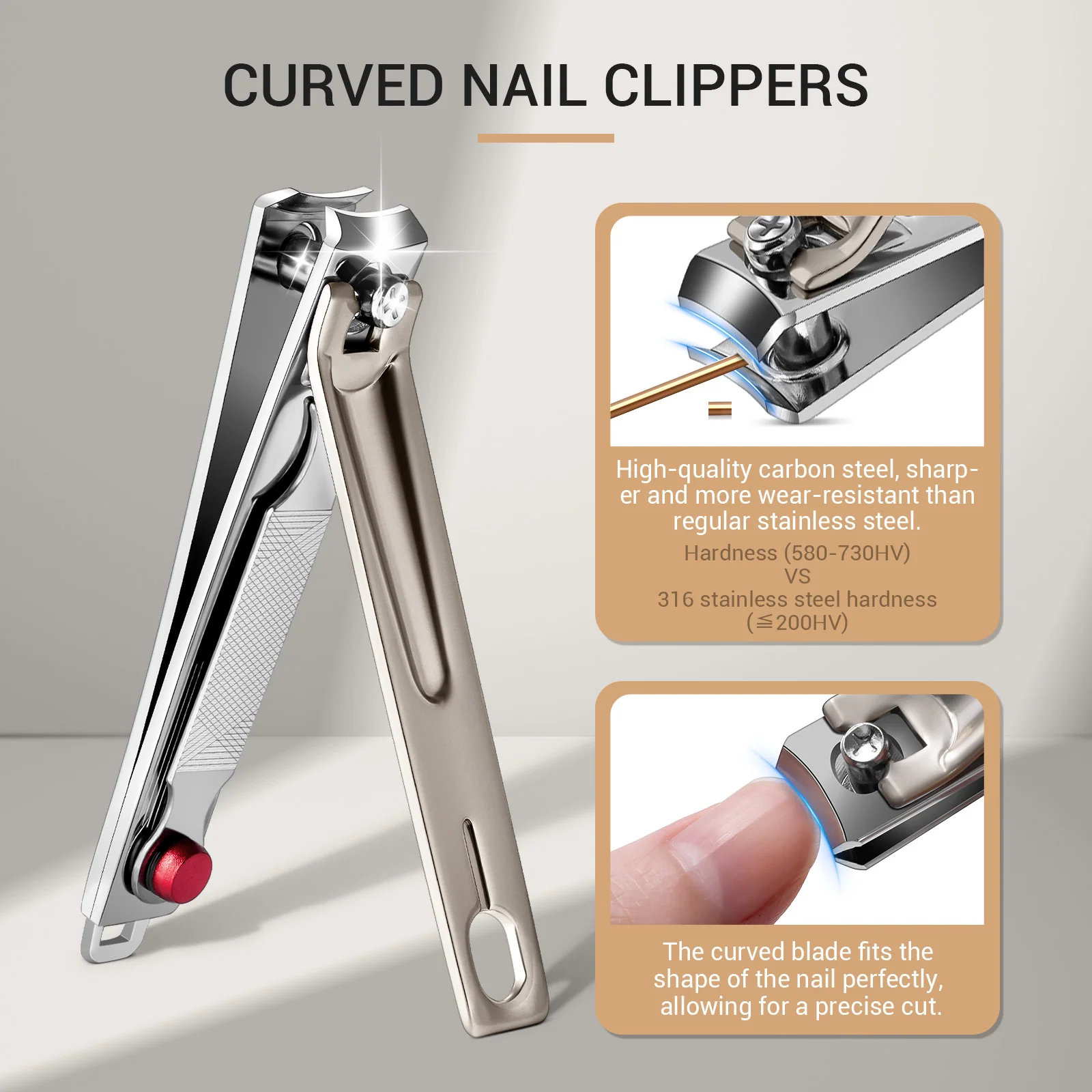 Melodysusie Stainless Steel Nail Clippers 3 in 1 Kit in Champagne