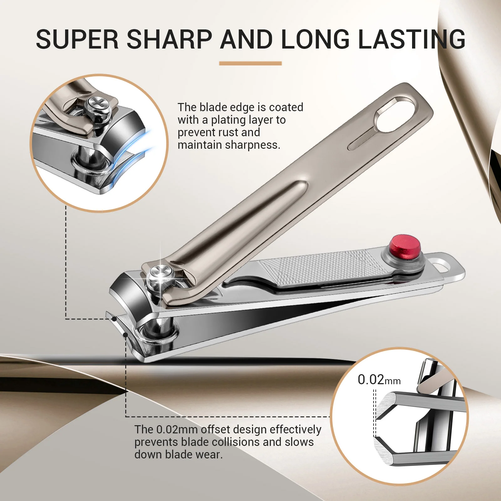 Melodysusie Stainless Steel Nail Clippers 3 in 1 Kit in Champagne