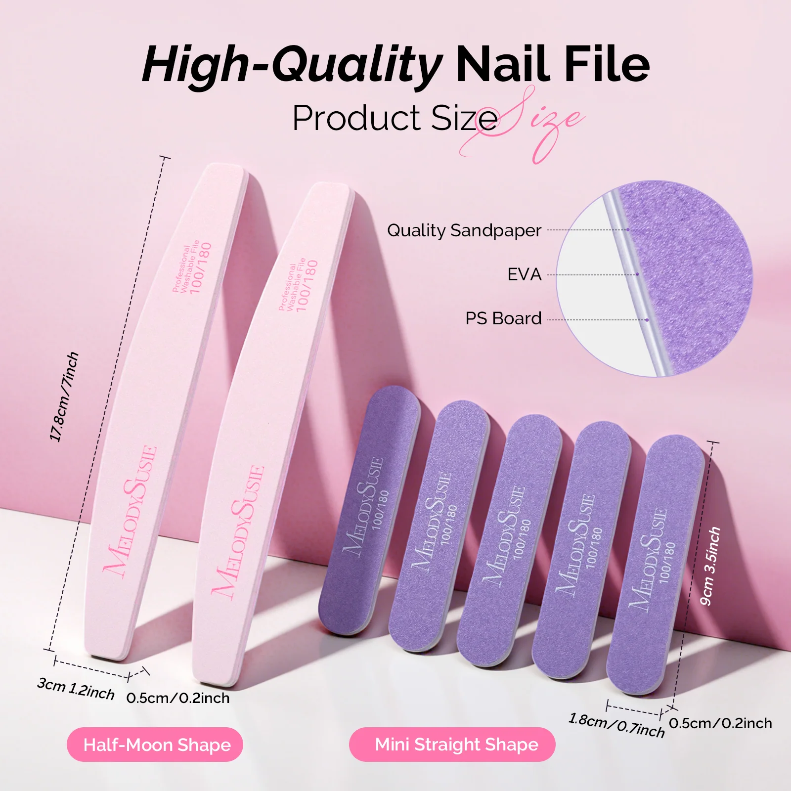MelodySusie Dual-Sided Nail Files and Buffers Set, 6 Pieces