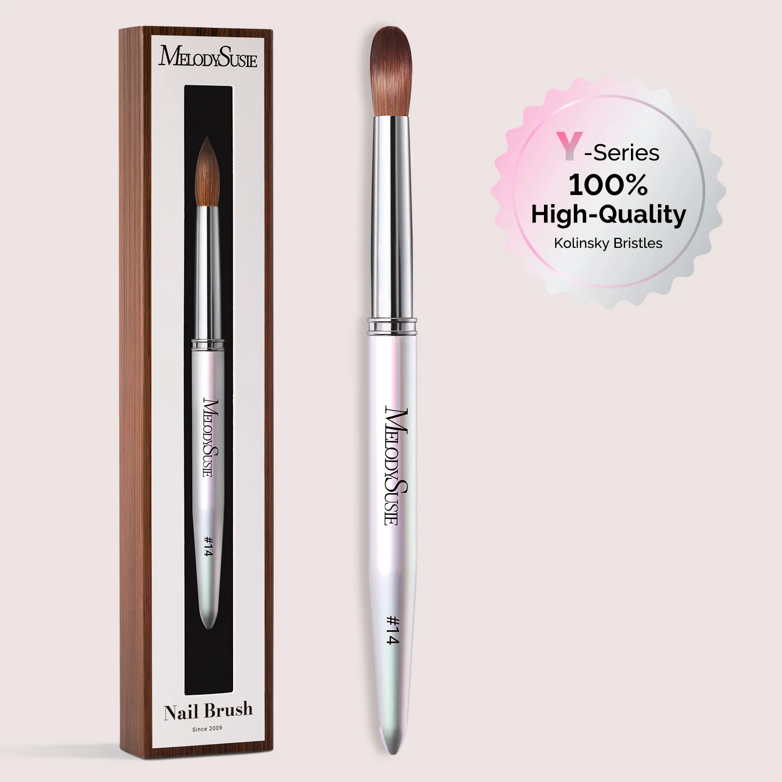 Y-Series 100% Kolinsky Acrylic Nail Brush with Prism Handle