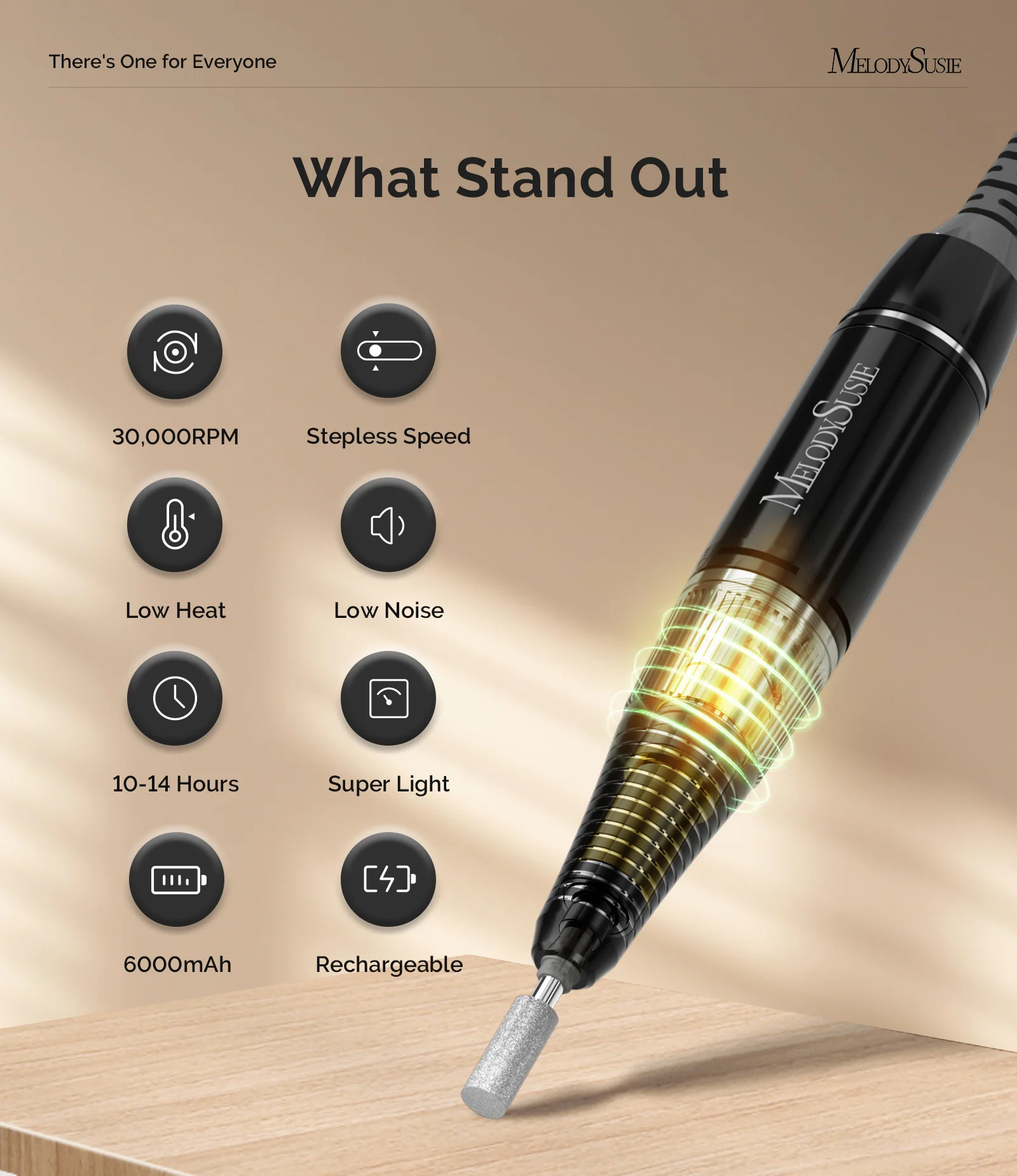 Selene(SC320D) Rechargeable Nail Drill 30,000 RPM in Black