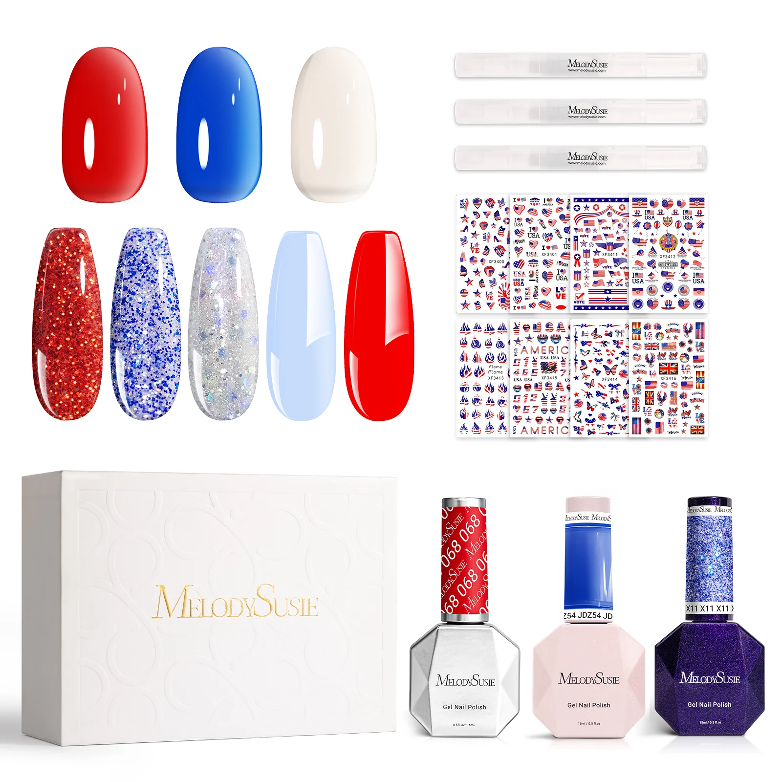 Independence Day Gel Nail Polish Gift Box - 8 Colors
