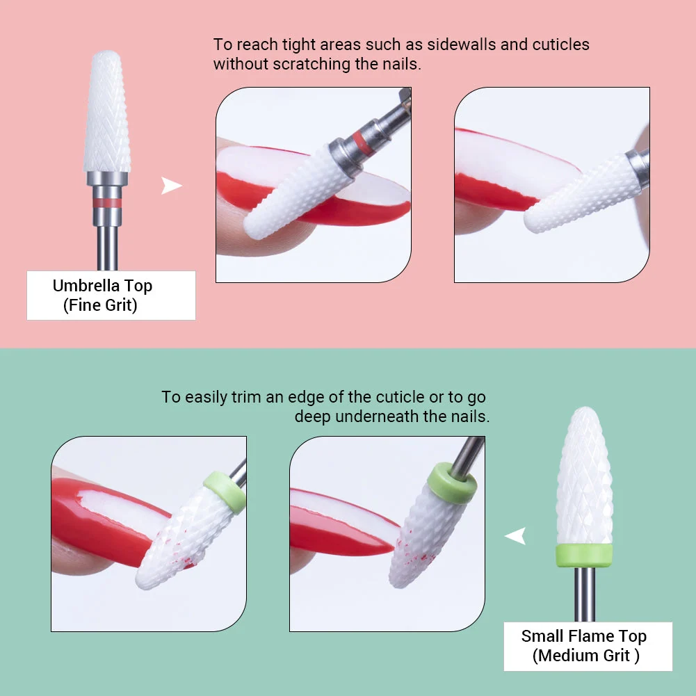 Professional Ceramic Nail Drill Bits Set 5Pcs for Gel, Acrylic and Dip