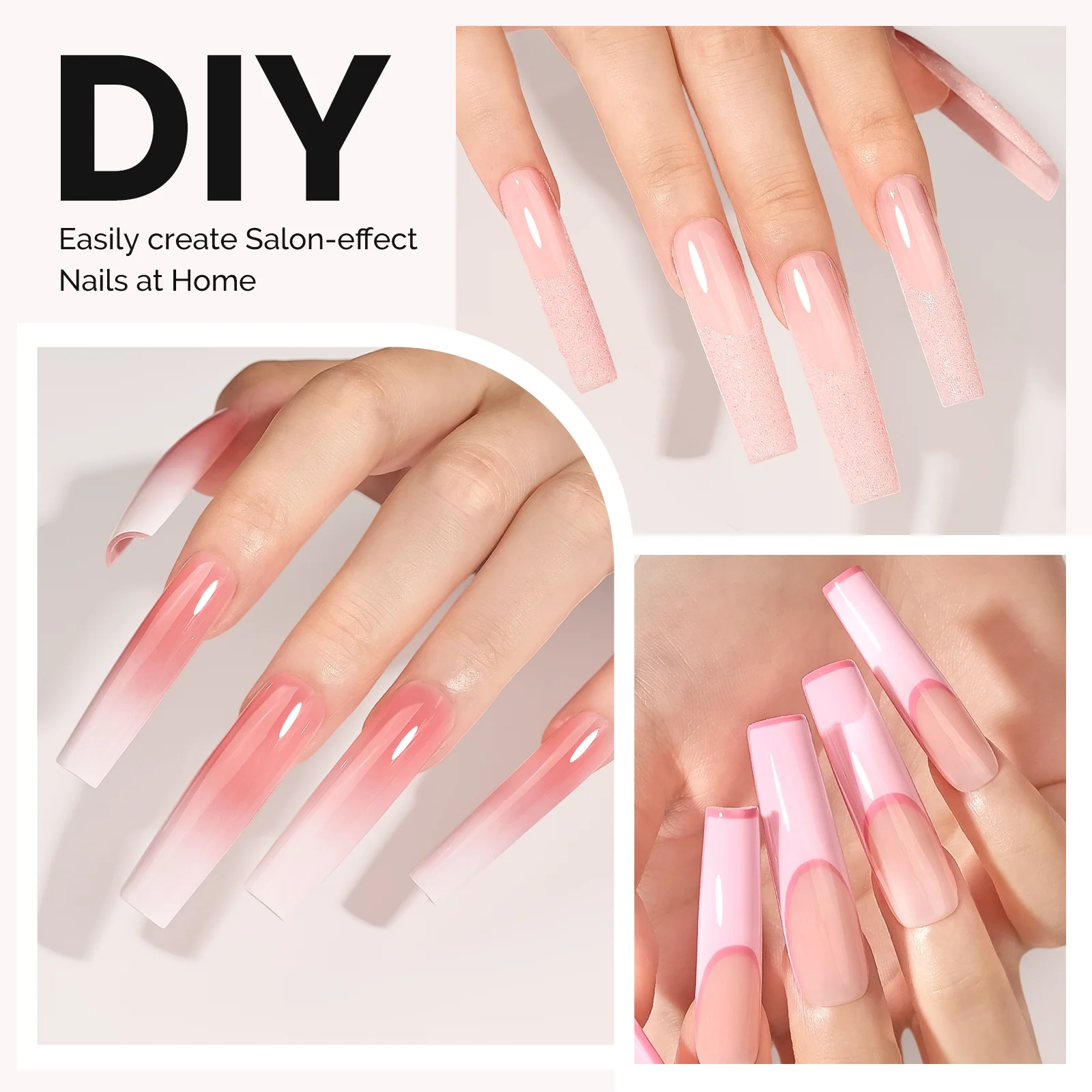 600Pcs Half Matte Clear Acrylic Full Cover Nail Tips with 12-15 Sizes