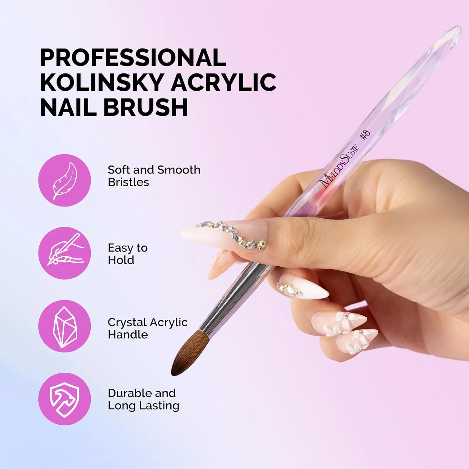 100% Kolinsky Acrylic Nail Brush for Extension and 3D Sculpting