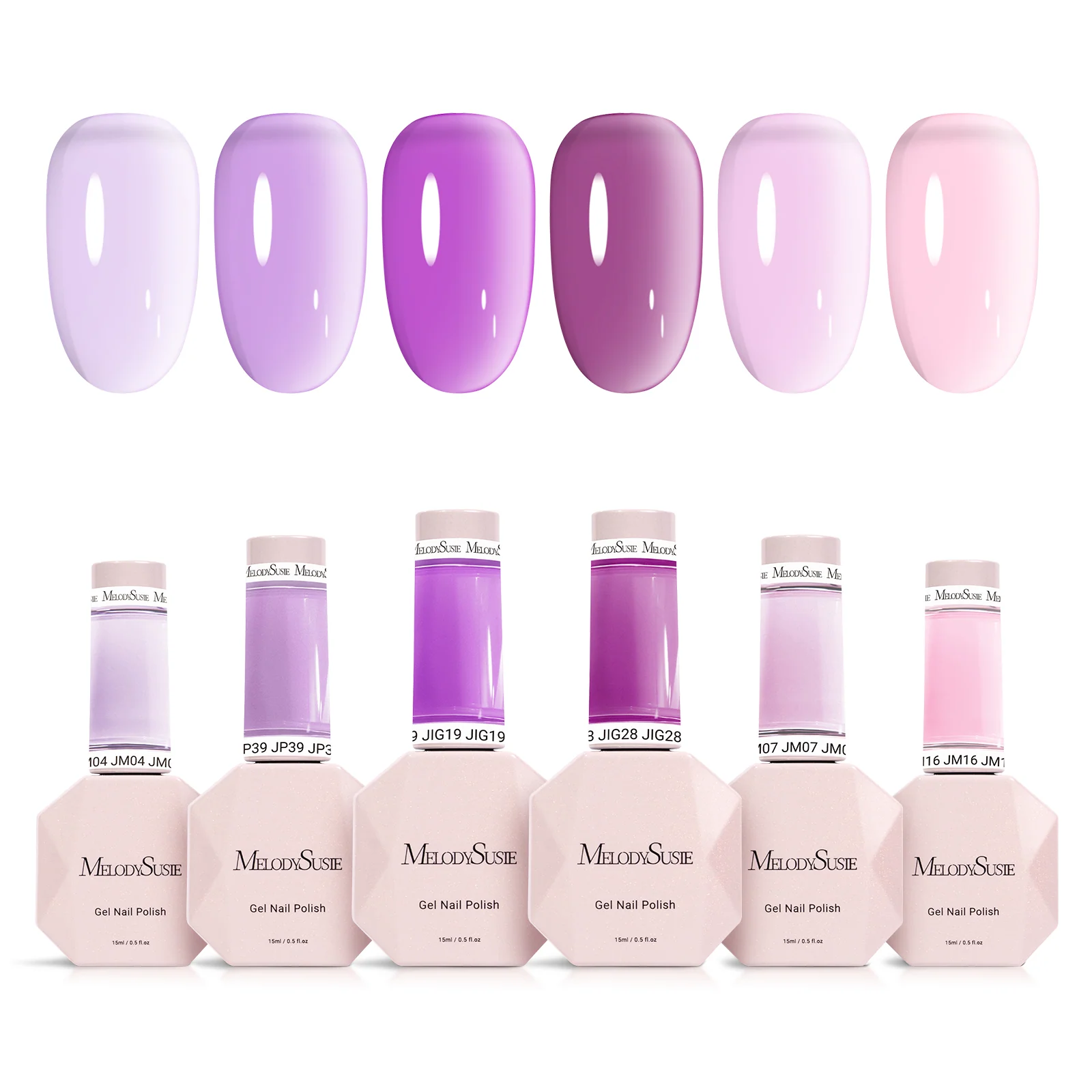 6 Colors Jeweliver Jelly TPO-Free Gel Nail Polish Set 0.5 fl oz/15ml - Purple