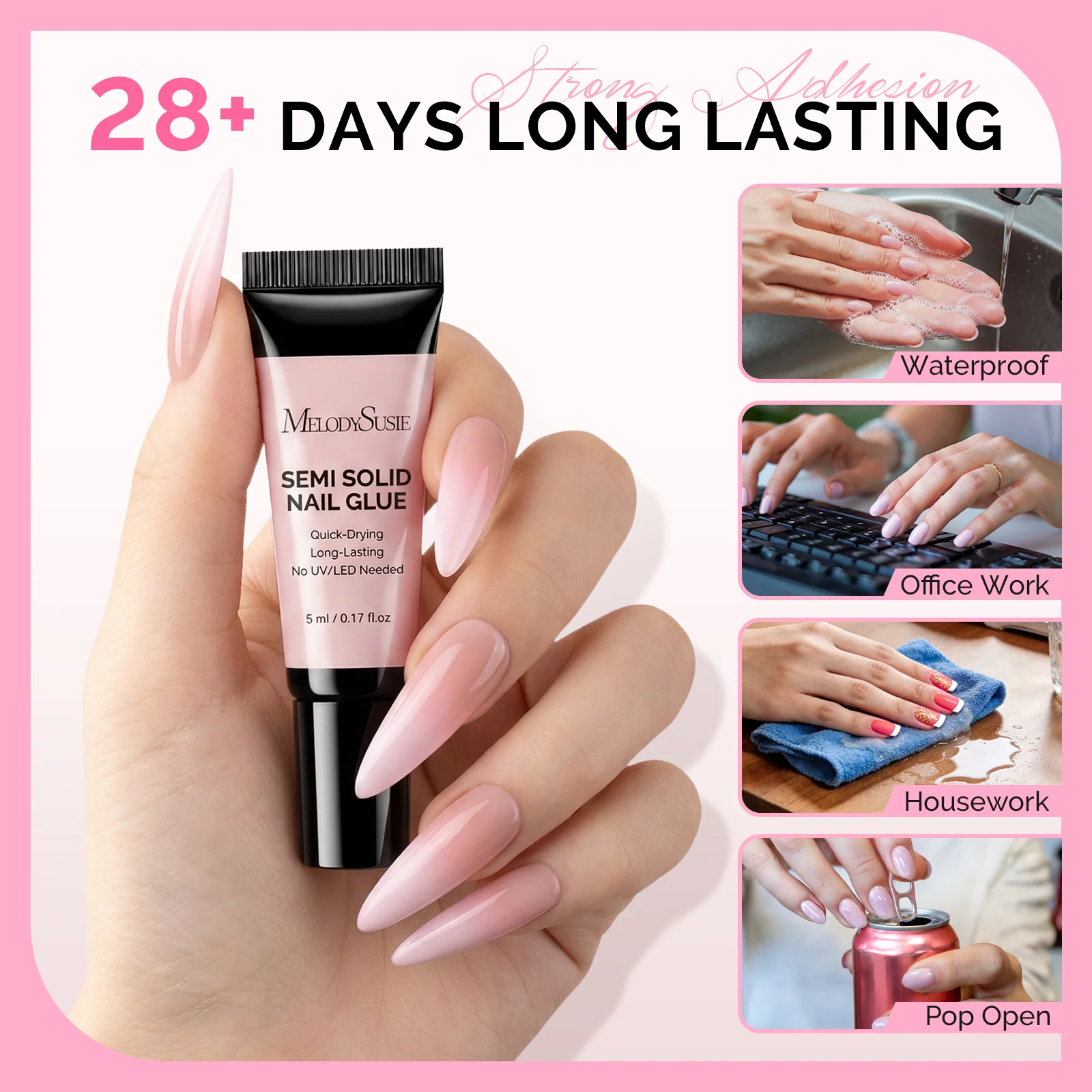 6Pcs Semi Solid Nail Glue for Press-On Nails and Nail Art
