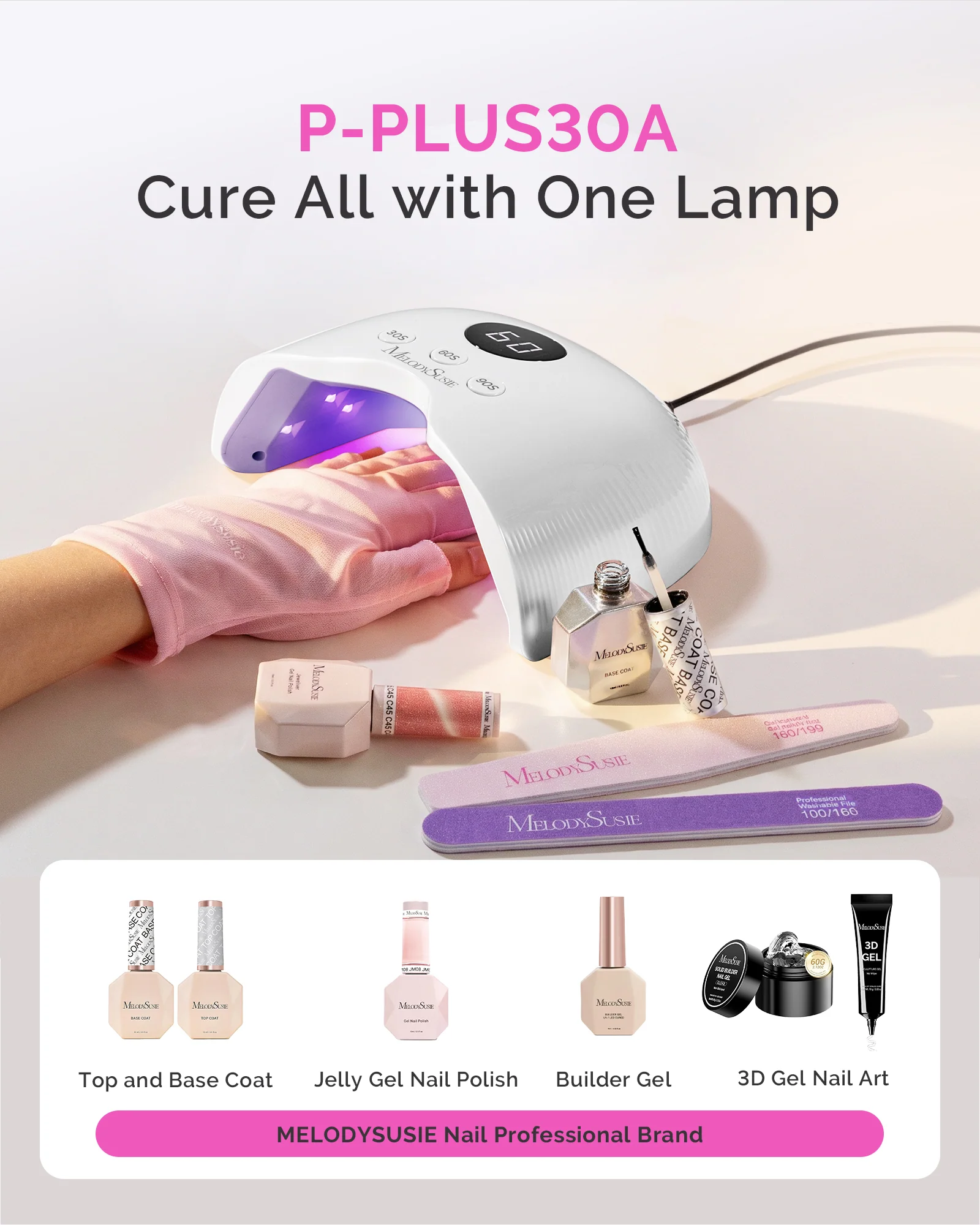 P-PLUS30A P-Plus30A UV LED Nail Lamp with UV Gloves in White