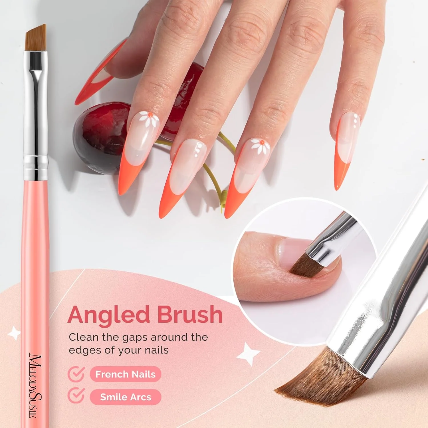 Nail Art Brushes Set 3Pcs in Orange