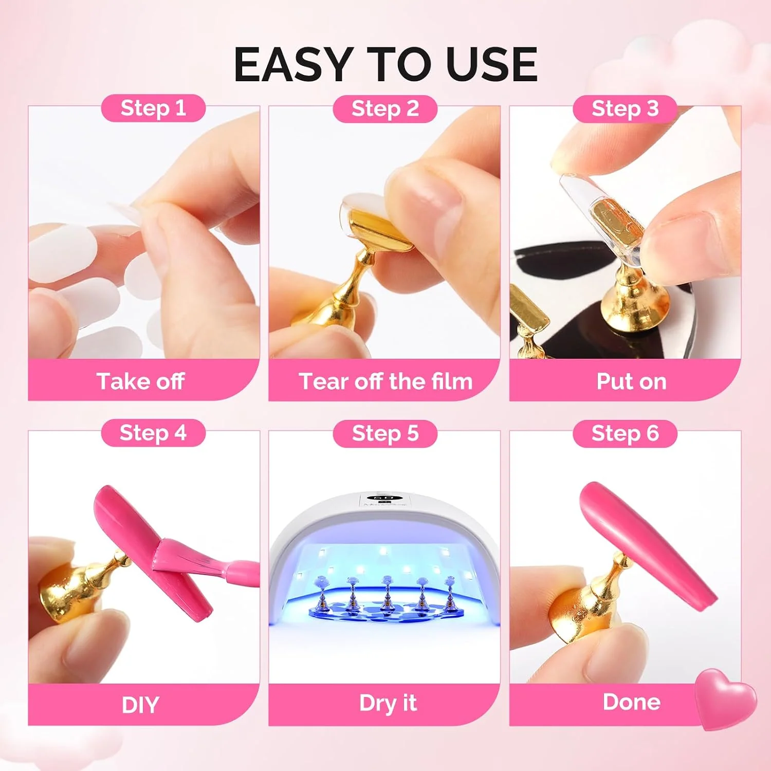 2-Set Spotted Magnetic Nail Stand Set for Press Ons with Brush Holder