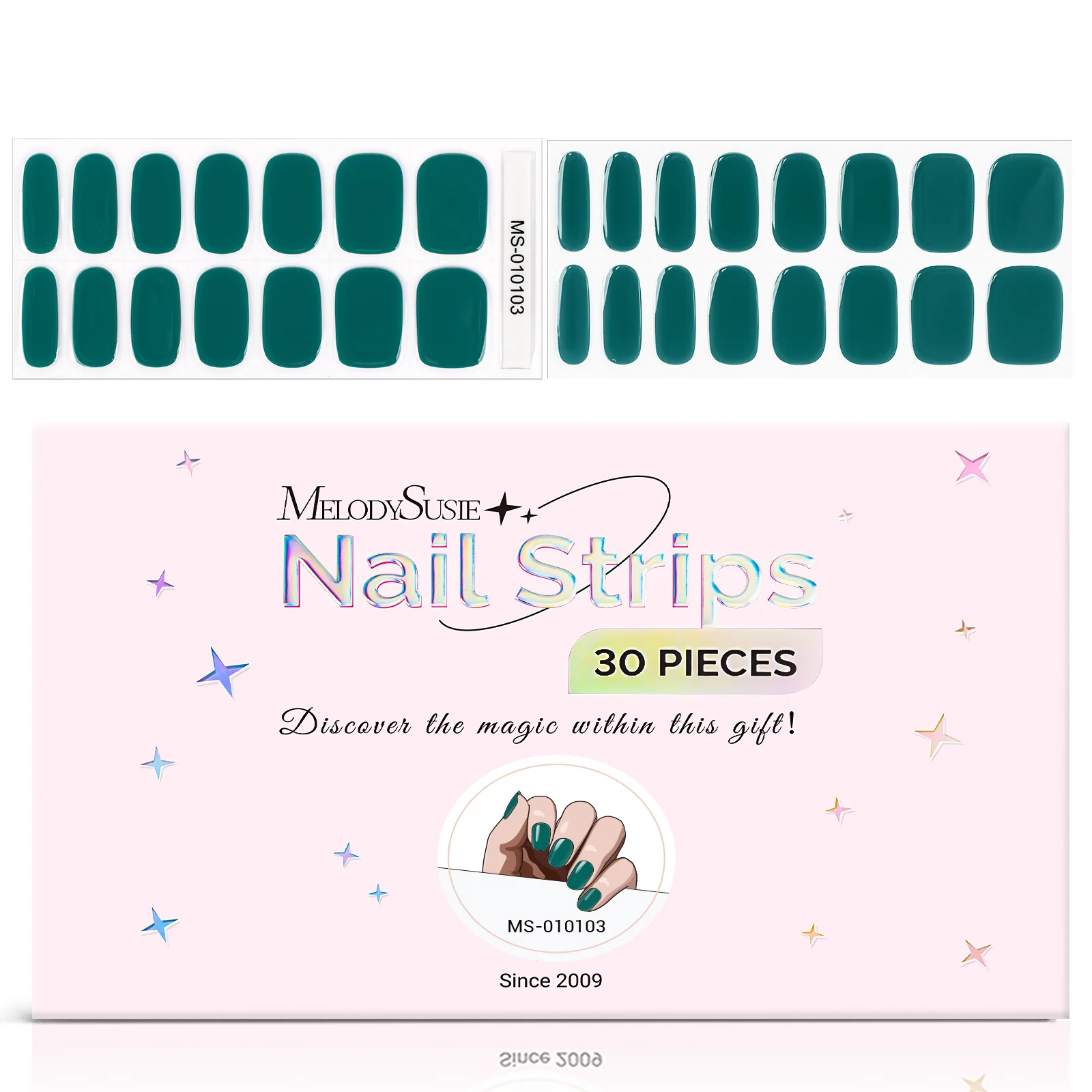 MelodySusie Semi Cured Gel Nail Strips with 3D and 5D Stickers