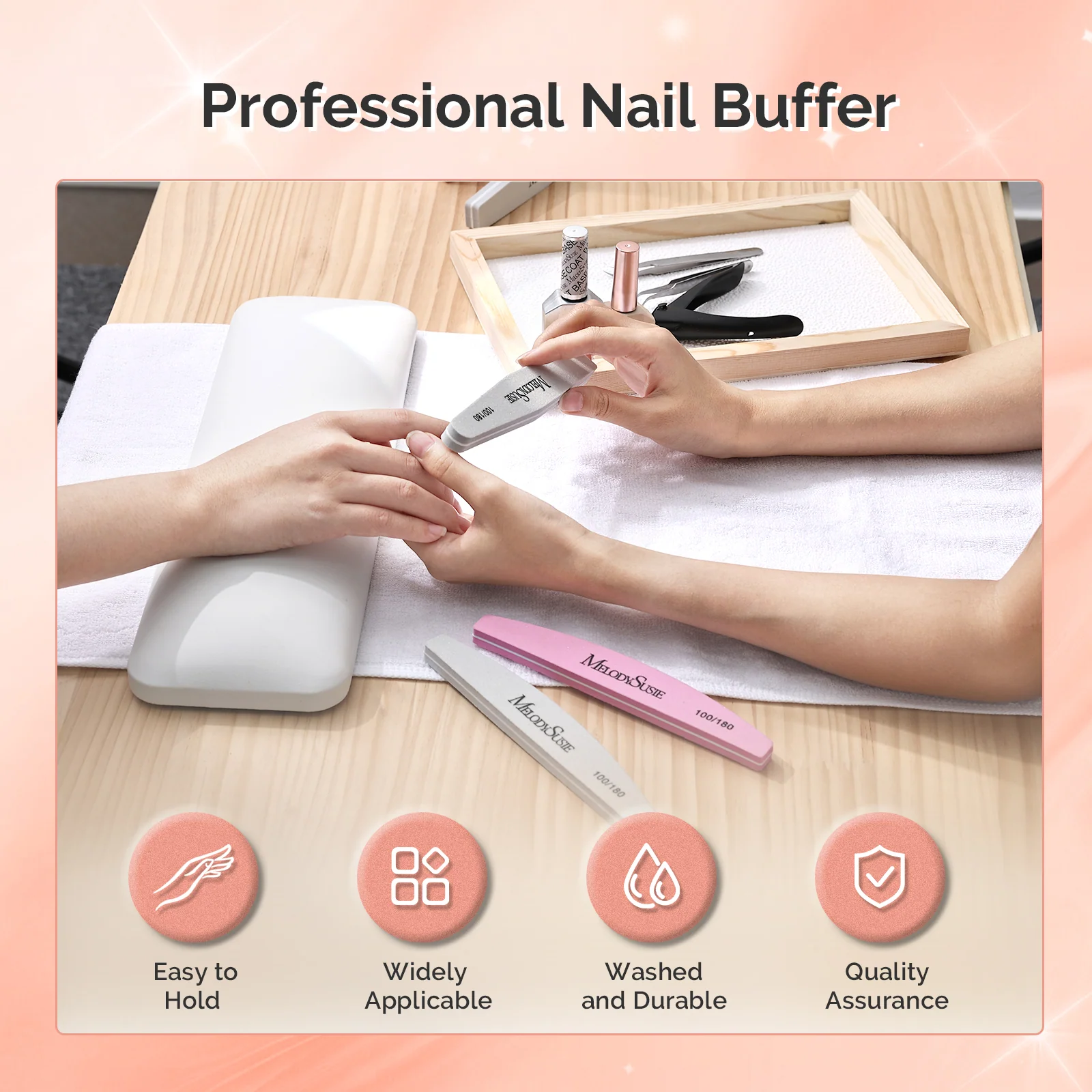 LED/UV Nail Lamps & Nail Drill Bits | MelodySusie 9件半月形美甲抛光条套装，100/180目