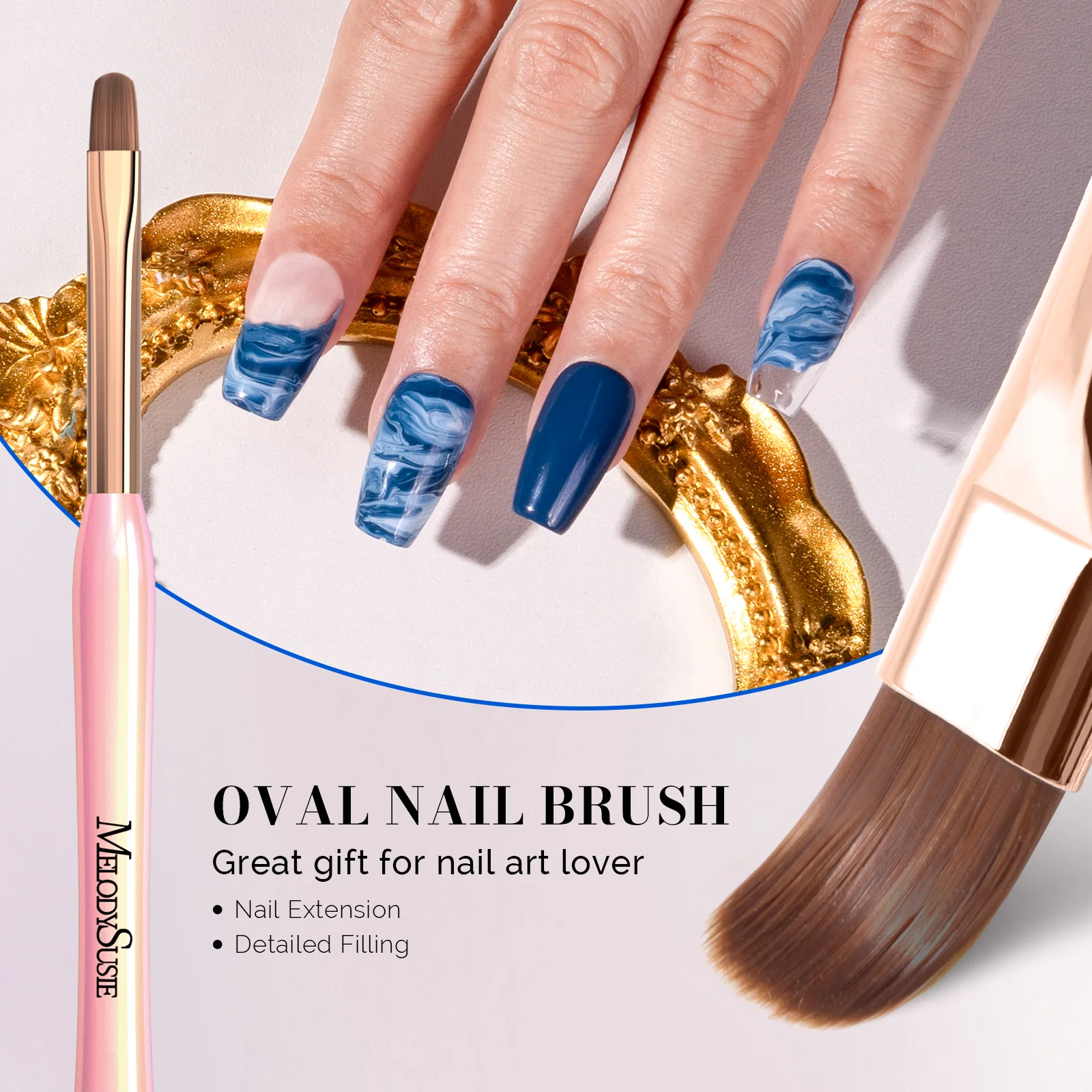 Nail Art Brushes Set 3Pcs for Detail Work and Fine Lines