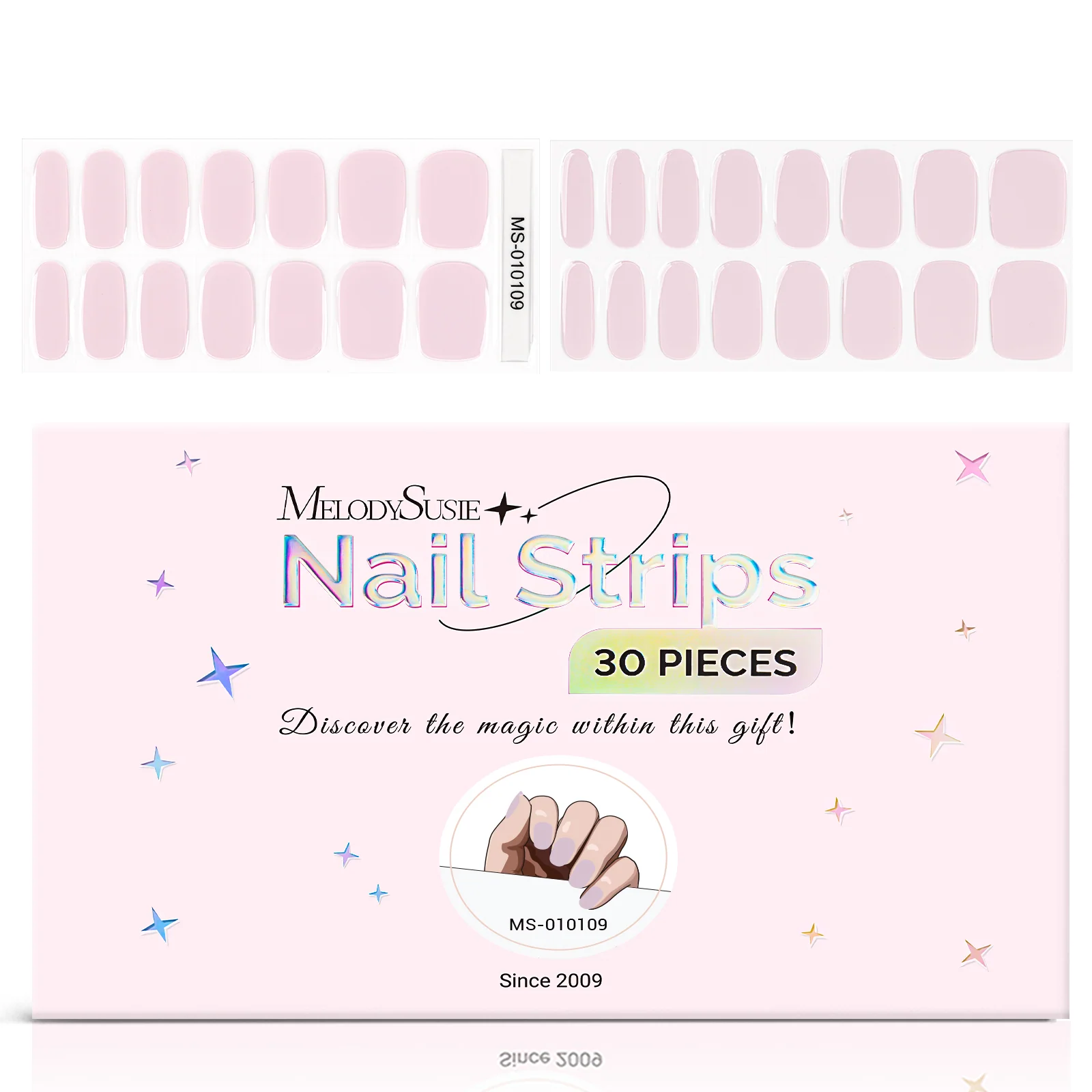 MelodySusie Semi Cured Gel Nail Strips with 3D and 5D Stickers