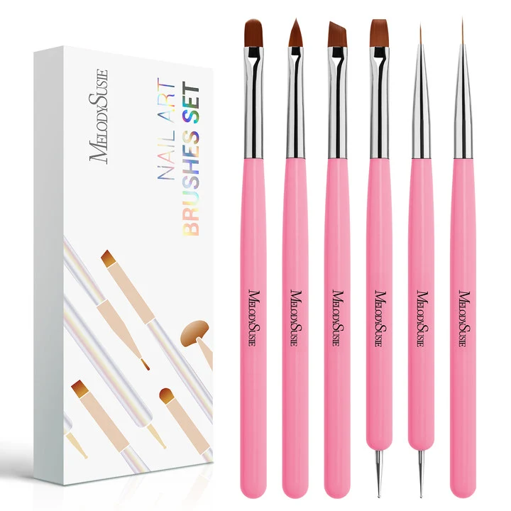 MelodySusie Nail Art Brushes Set 6Pcs in Pink