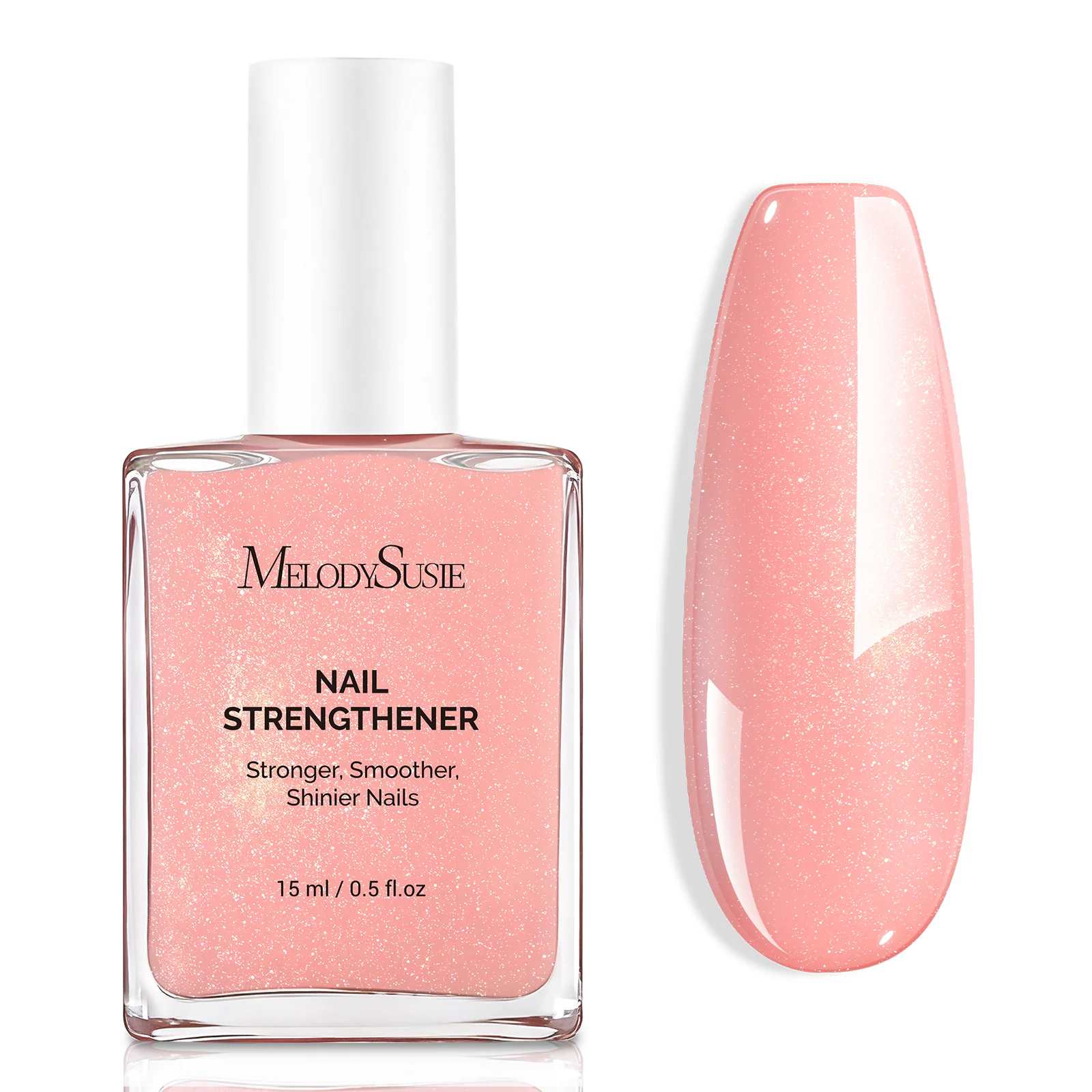 Nail Strengthener and Growth Treatment, 2-in-1 Ridge Filling Base Coat & Glossy Concealer Polish 15ml 0.5 Fl Oz