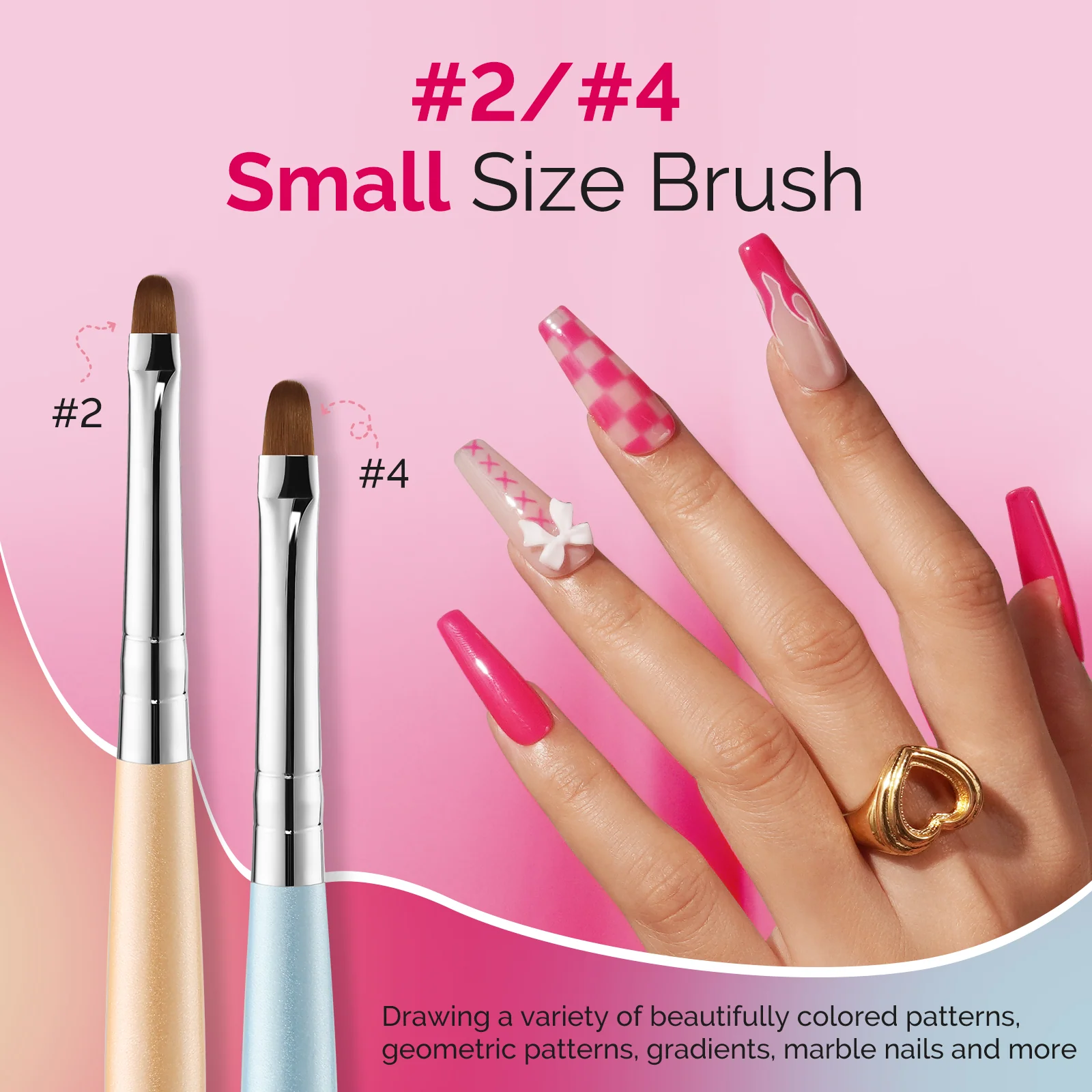 Gel Nail Art Brush Set, 7 Pieces for Detailed Nail Work