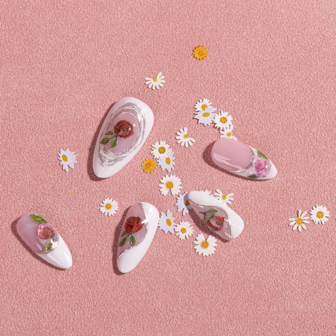Special Colorful Flower Nail Accessories, 12 Shapes