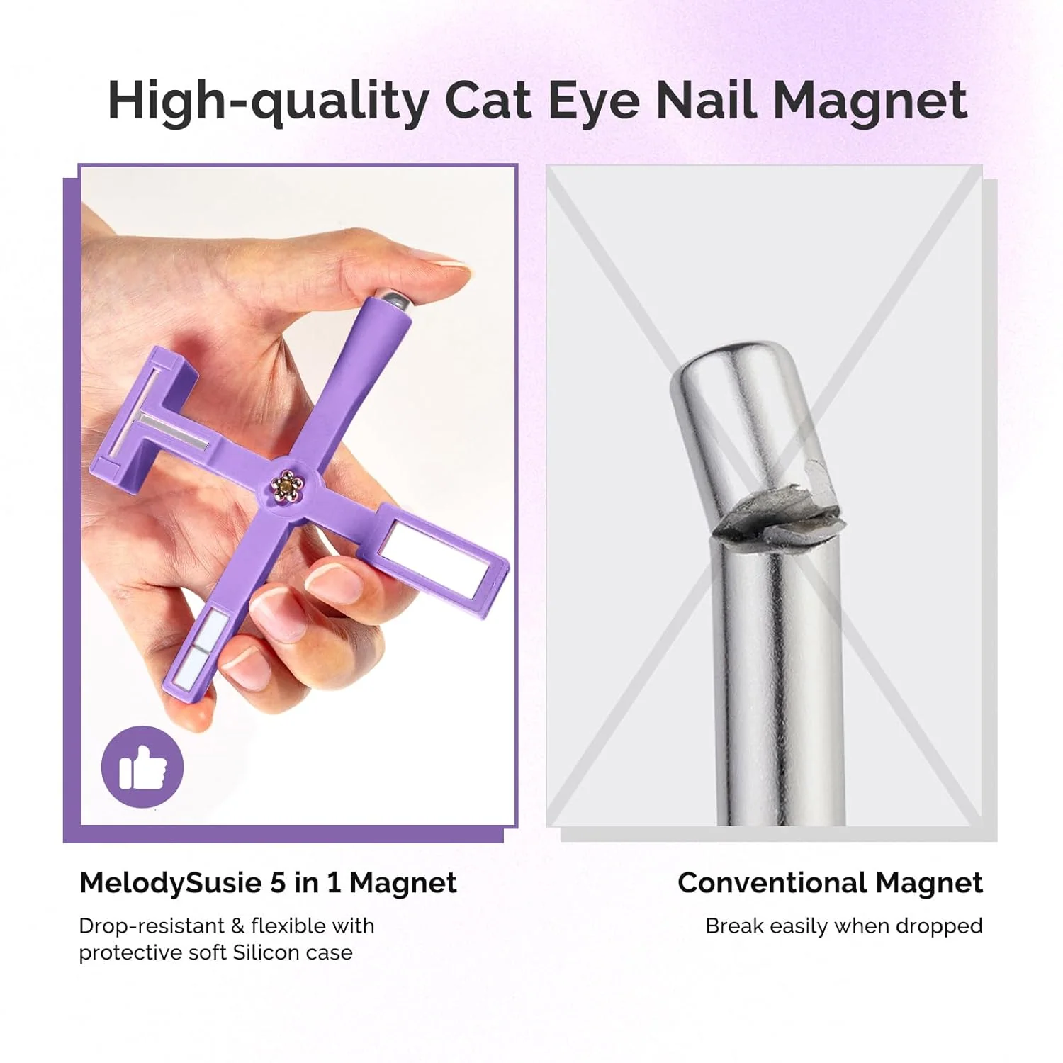 5 in 1 Multifunctional Cat Eye Gel Nail Polish Magnet, Purple