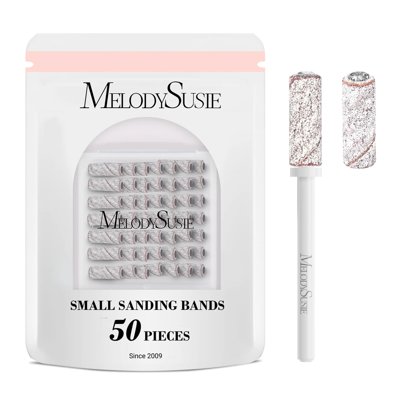 MelodySusie Small Sanding Bands Set 50 Pcs with Mandrel Bits