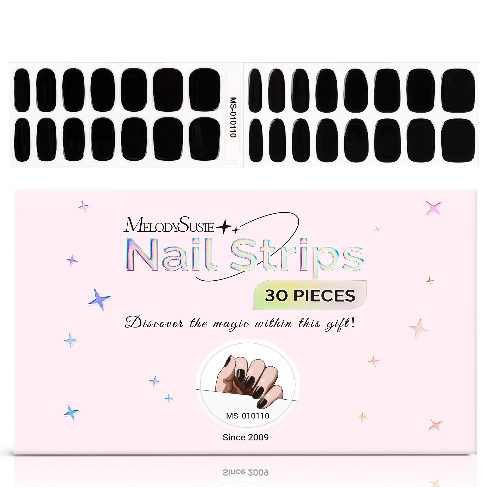MelodySusie Semi Cured Gel Nail Strips with 3D and 5D Stickers