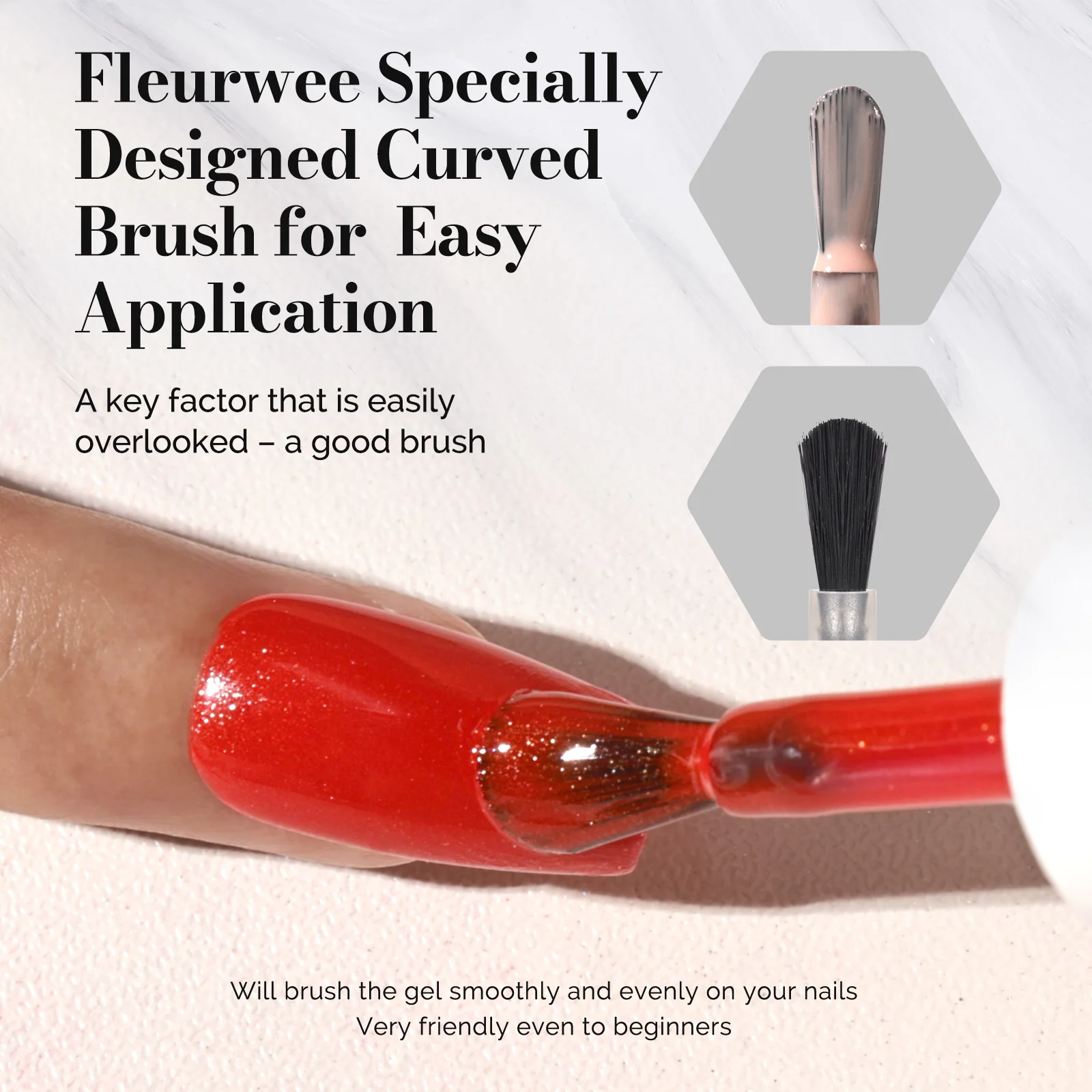 Fleurwee 不含 HEMA、不含 HPMA、不含 TPO 植物基凝胶指甲油 0.5 fl oz/15ml - P38 Anthurium Red-Glitter