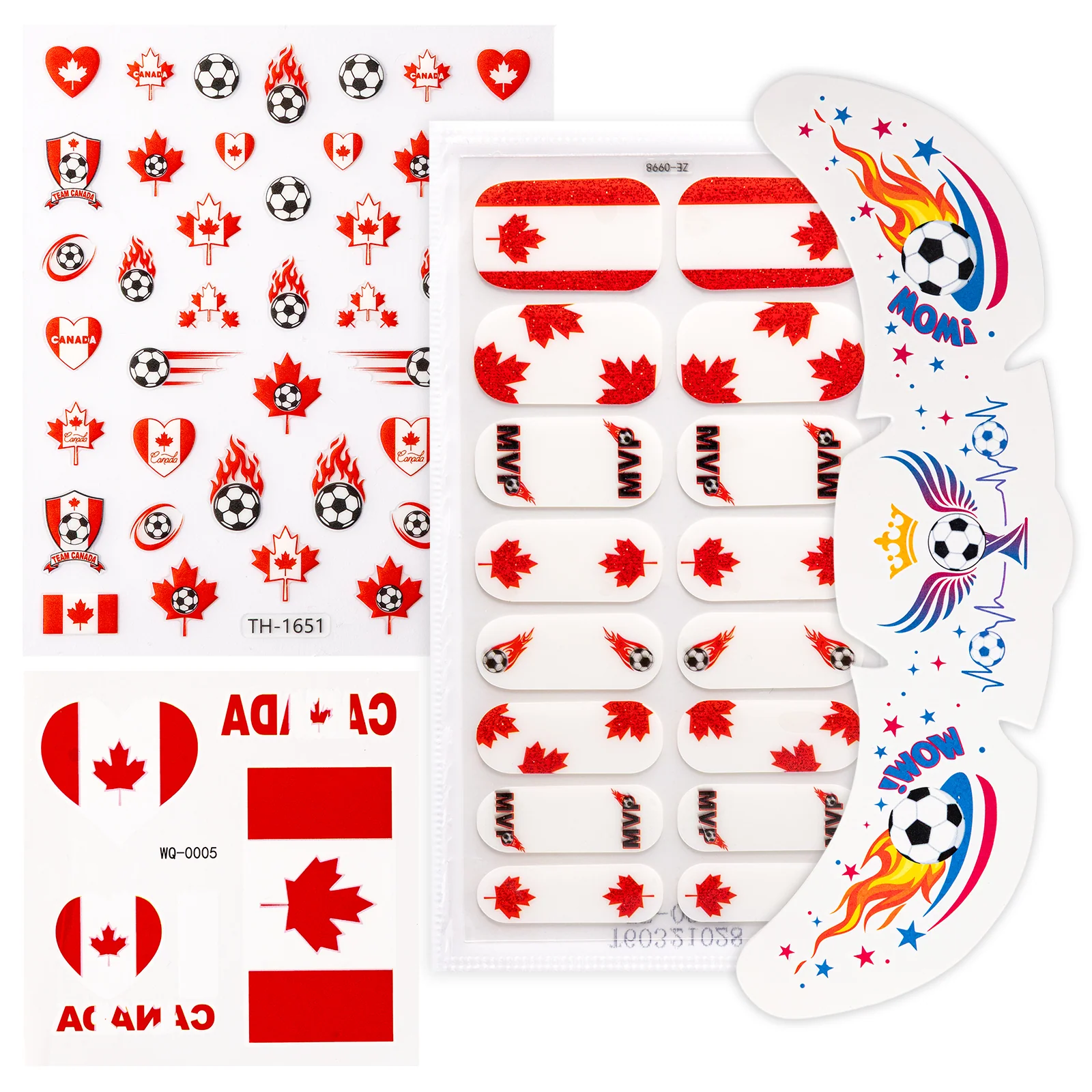 Gameday FanGlow Kit World Cup Soccer Flag Nail Strips and Face Tattoos