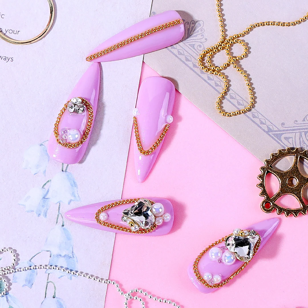 Chic Vibe 3D Nail Decor Chain in 12 Colors for Luxe Nail Art