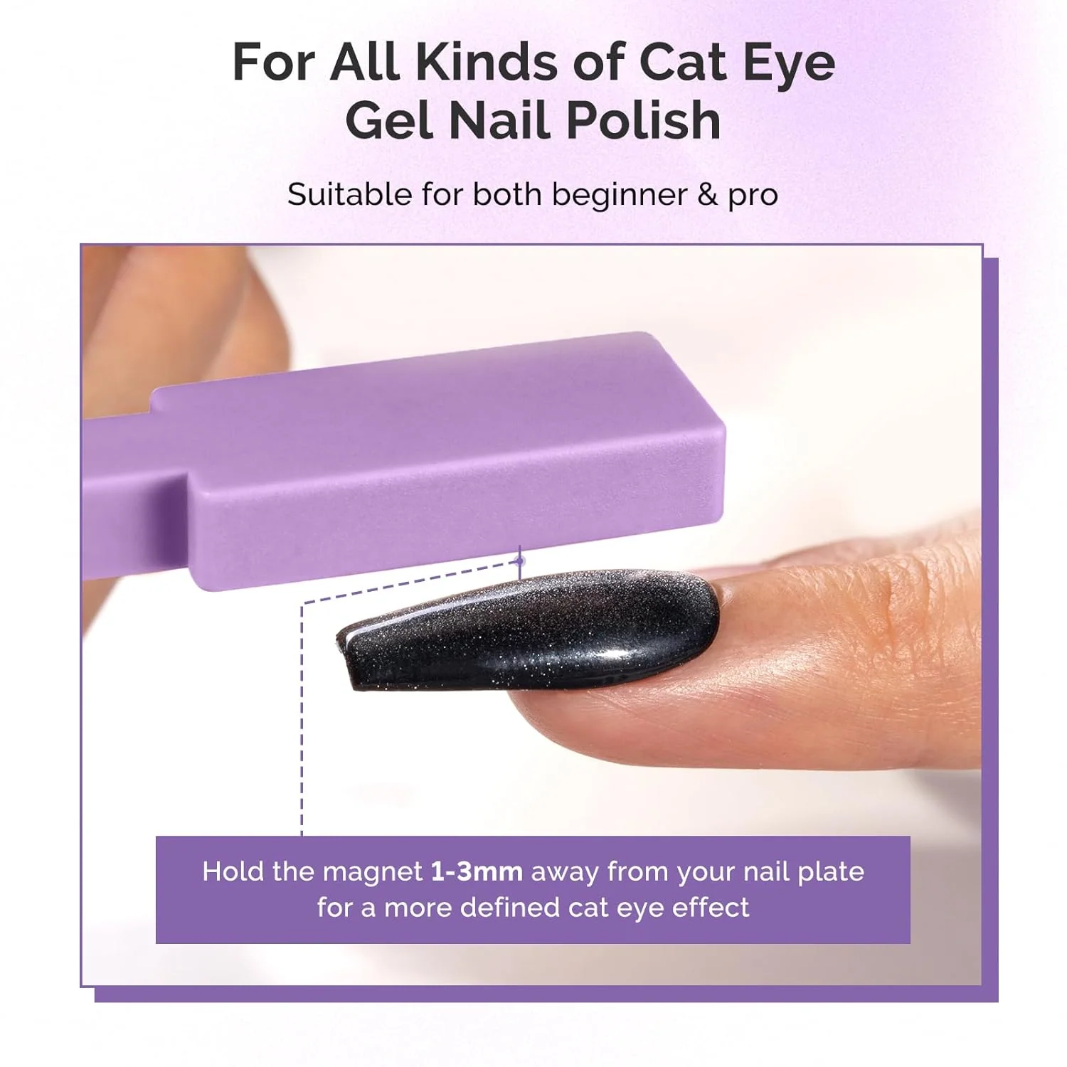 5 in 1 Multifunctional Cat Eye Gel Nail Polish Magnet, Purple