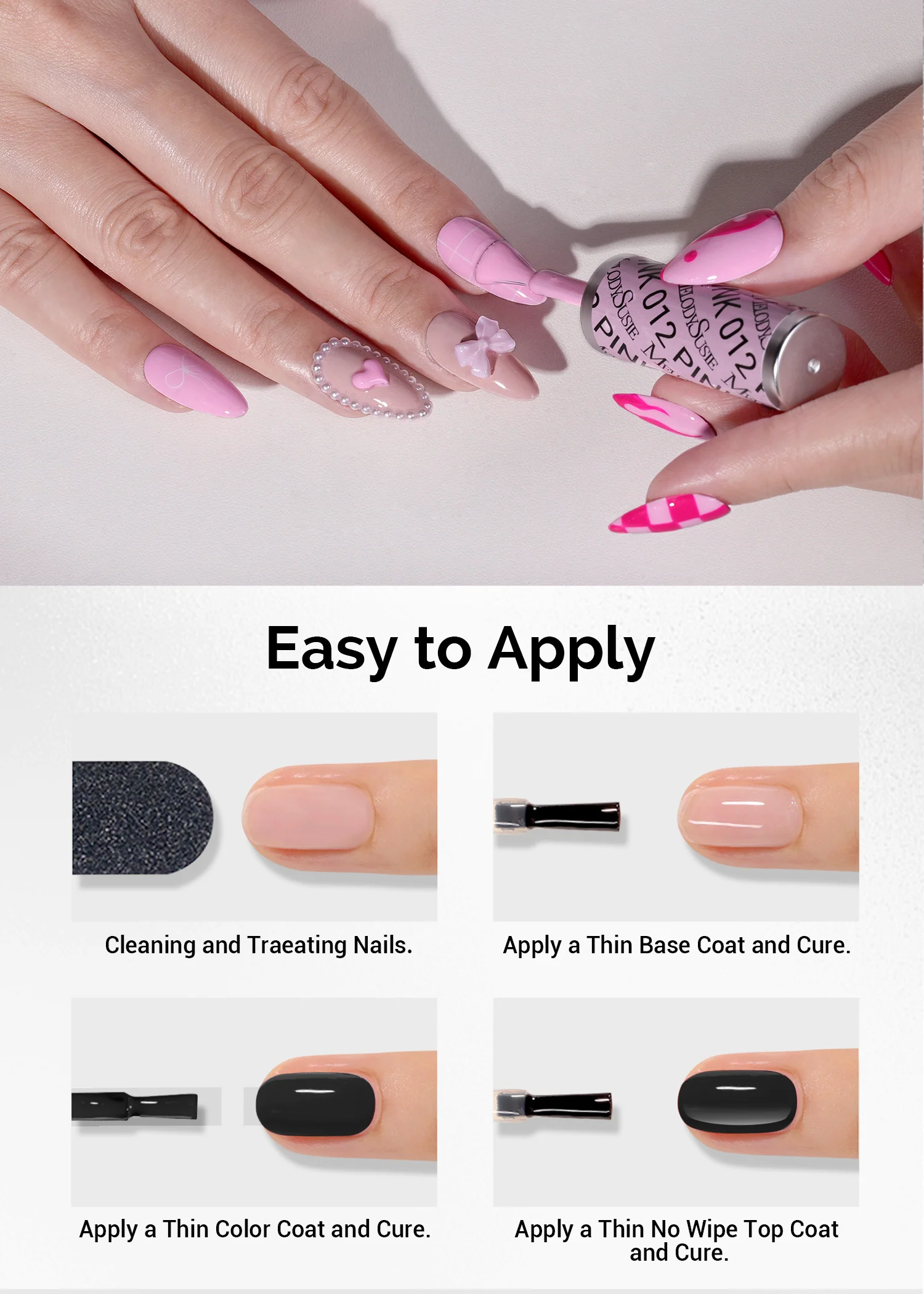 2 Pack 15ml TPO-Free Thick Gel Nail Polish (093 Cinnamon Cloud and 012 Pretty Pink)