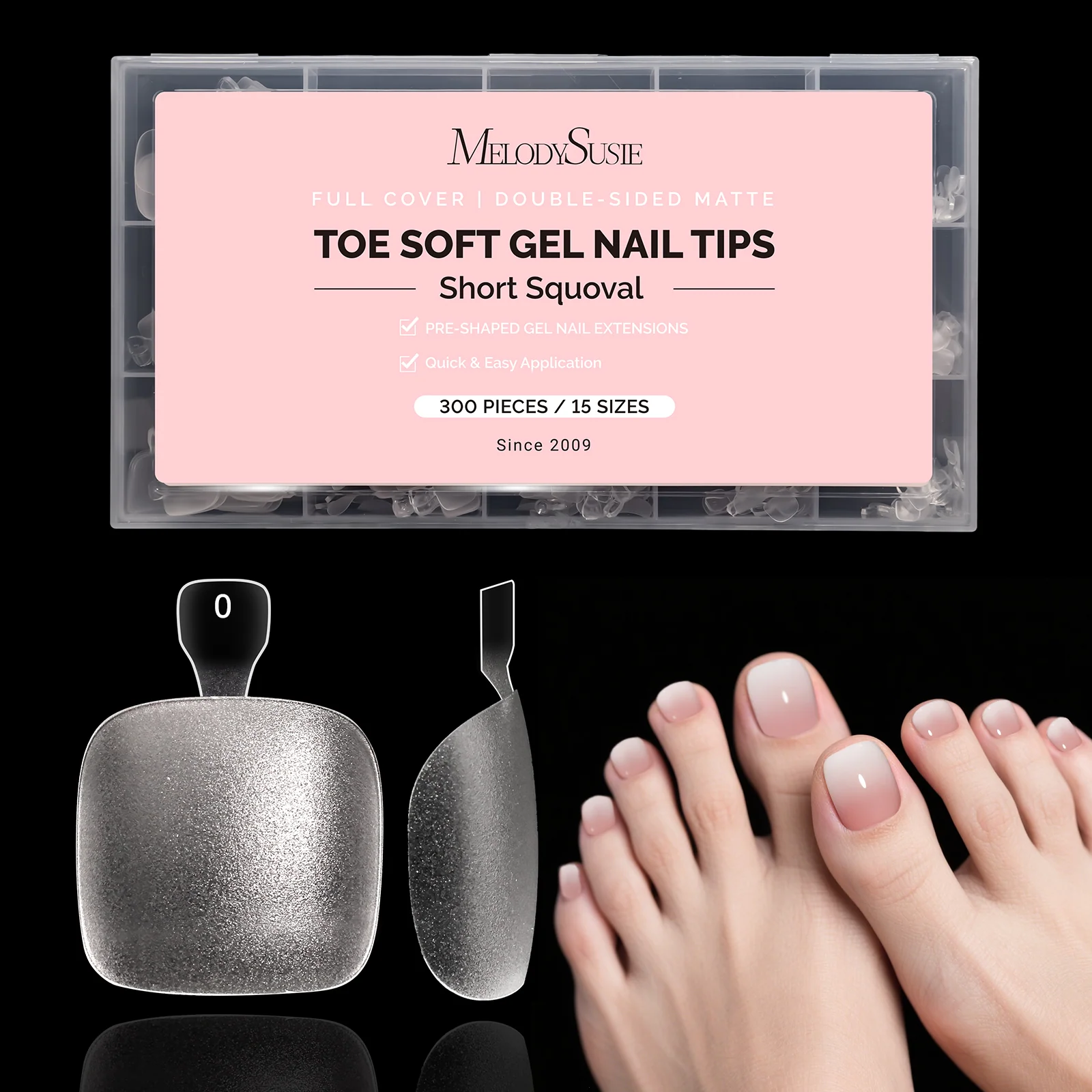 Acrylic Full Cover Toe Nail Tips with 70-Grit Half Matte Surface