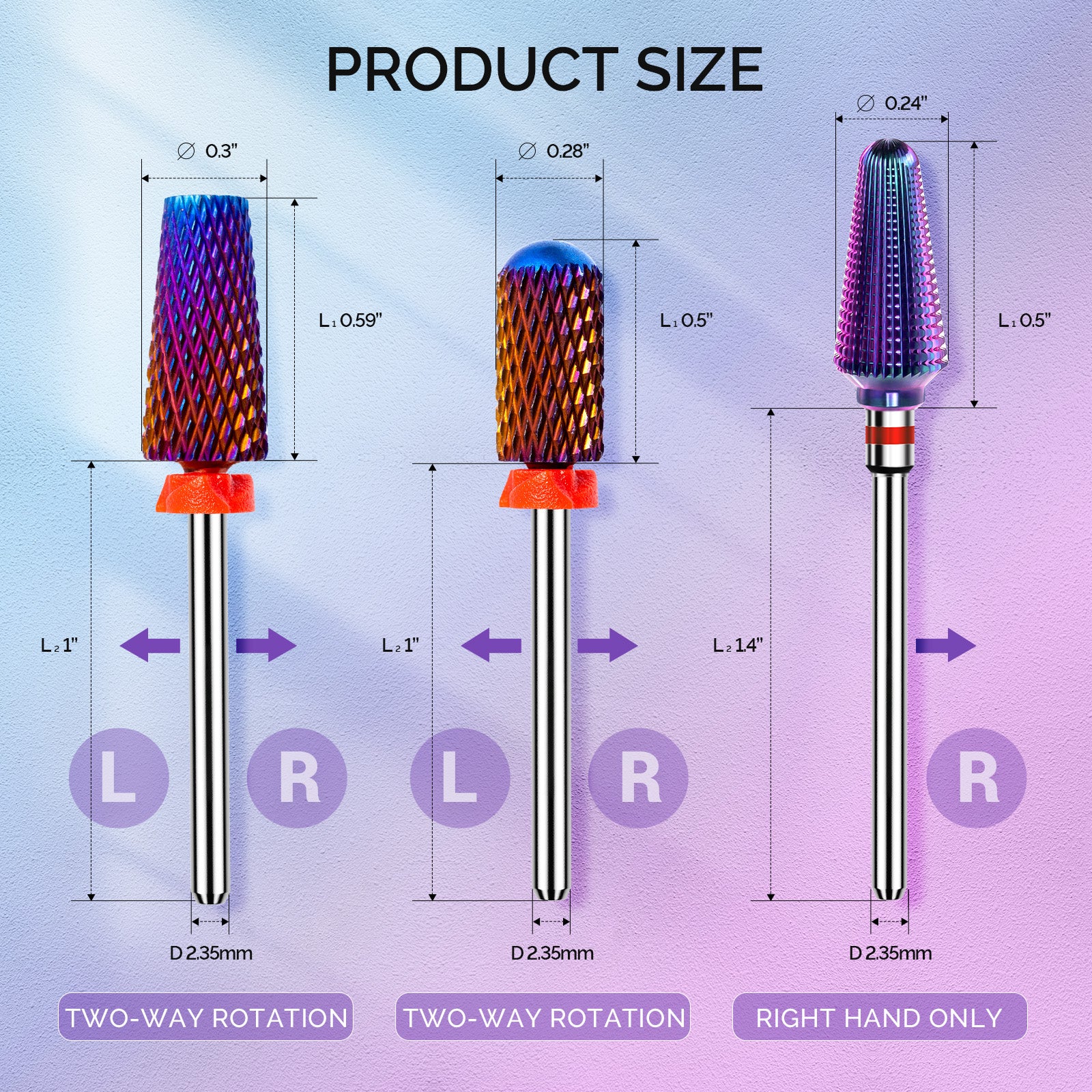 3Pcs Carbide Tungsten Nail Drill Bits Set for Electric Drills