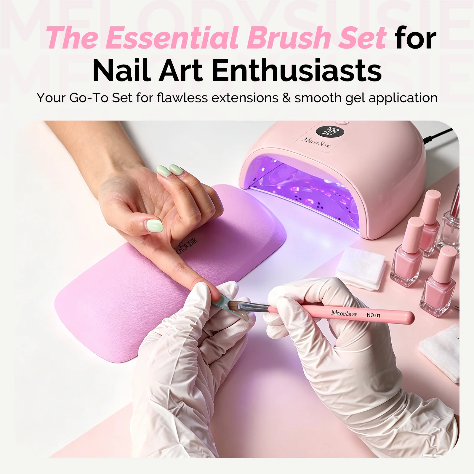 3PCS Dual-Form Nail Extension Brush Set with Wood Handles