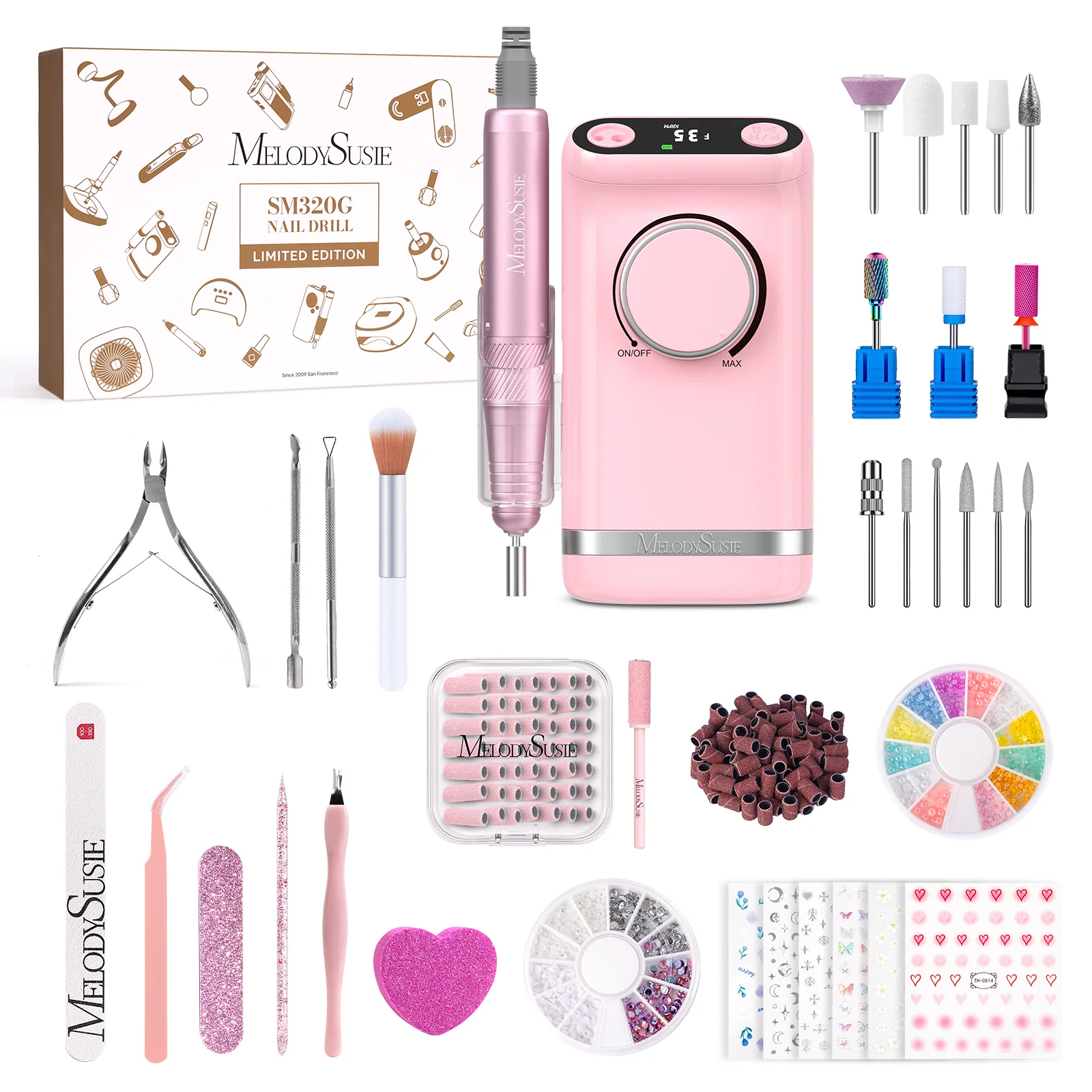 SM320G Rechargeable 35,000RPM Nail Drill Gift Box