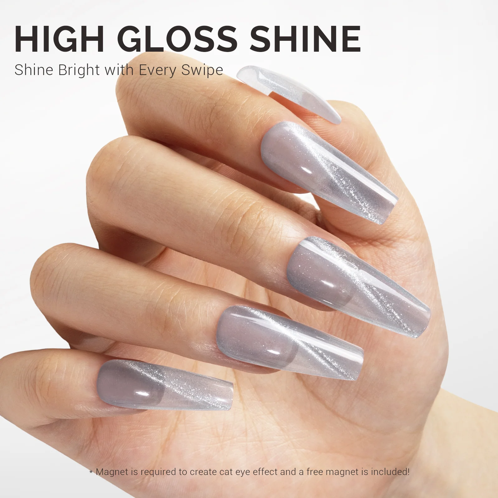 Jeweliver Cat Eye Gel Nail Polish 0.5 fl oz/15ml - Moonlit Silver C01